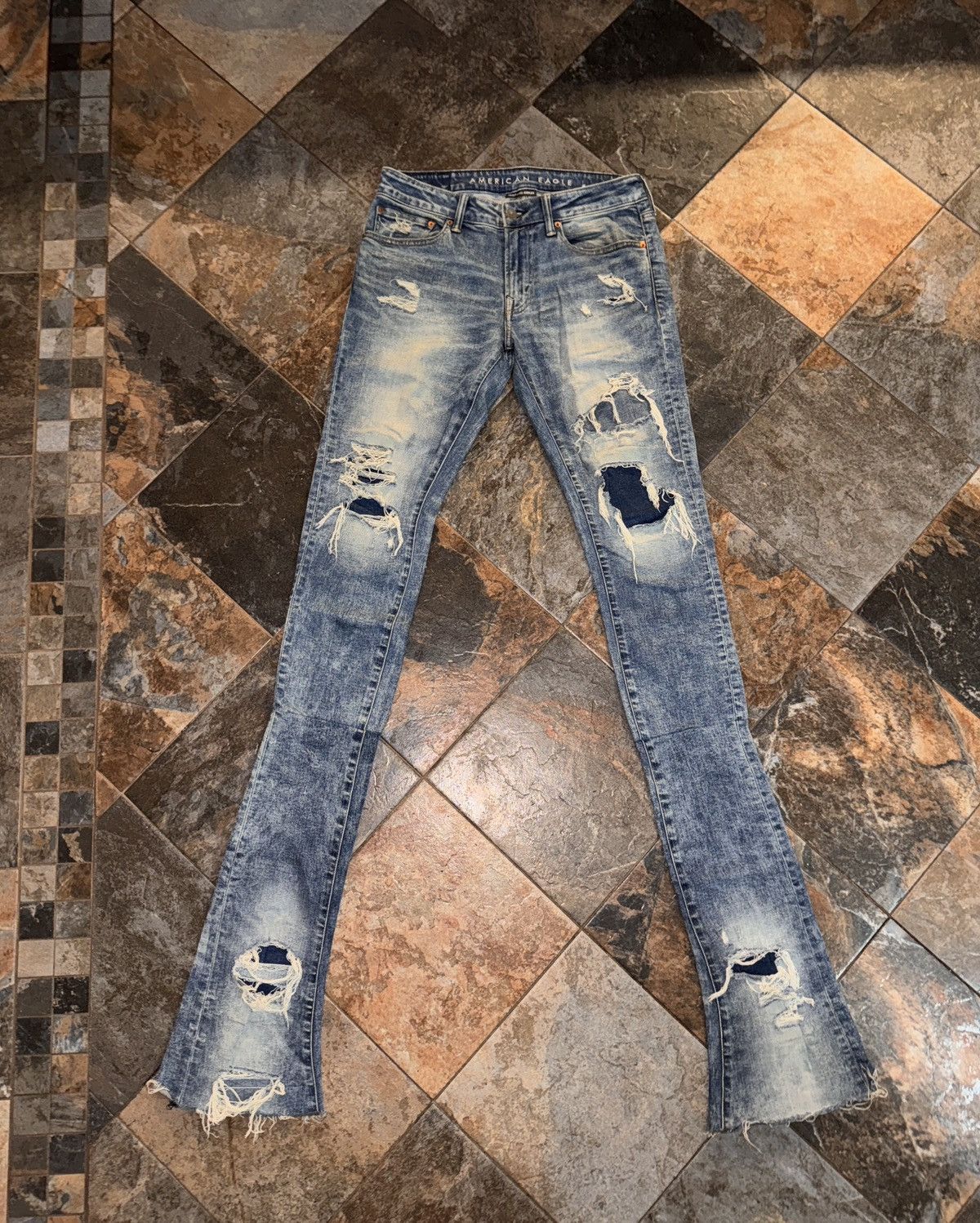 American Eagle Outfitters Custom Extra Long Stacked Denim Size US 32 / EU 48 - 2 Thumbnail