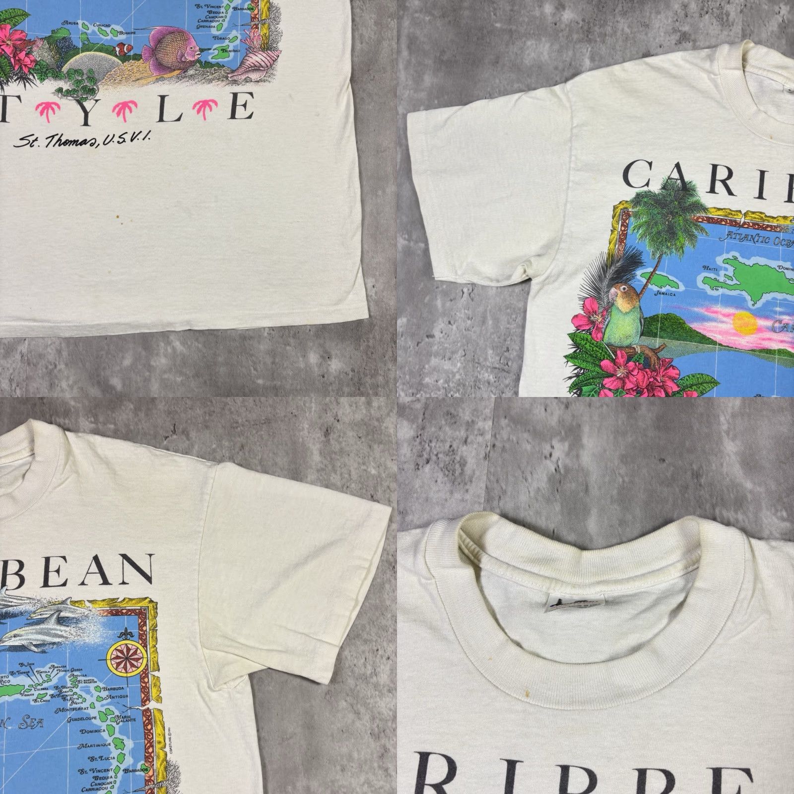 Vintage VINTAGE Caribbean Style Beach Art T Shirt White Large 90s USA Stedman Cotton Crew Neck Short Sleeve Mens Vintage 90s T-Shirt USA Size US L / EU 52-54 / 3 - 8 Thumbnail