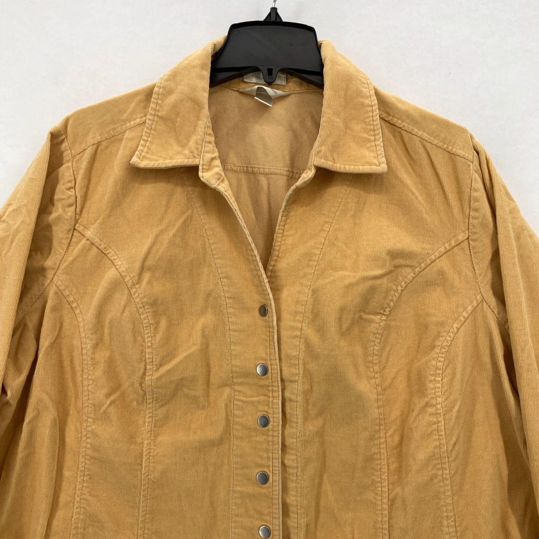 Vintage CJ Banks Corduroy Shirt Jacket Shacket Women's 3X Yellow Pearl Snap Western Camp Shirt/Jacket Size XXL / US 16-18 / IT 52-54 - 2 Thumbnail