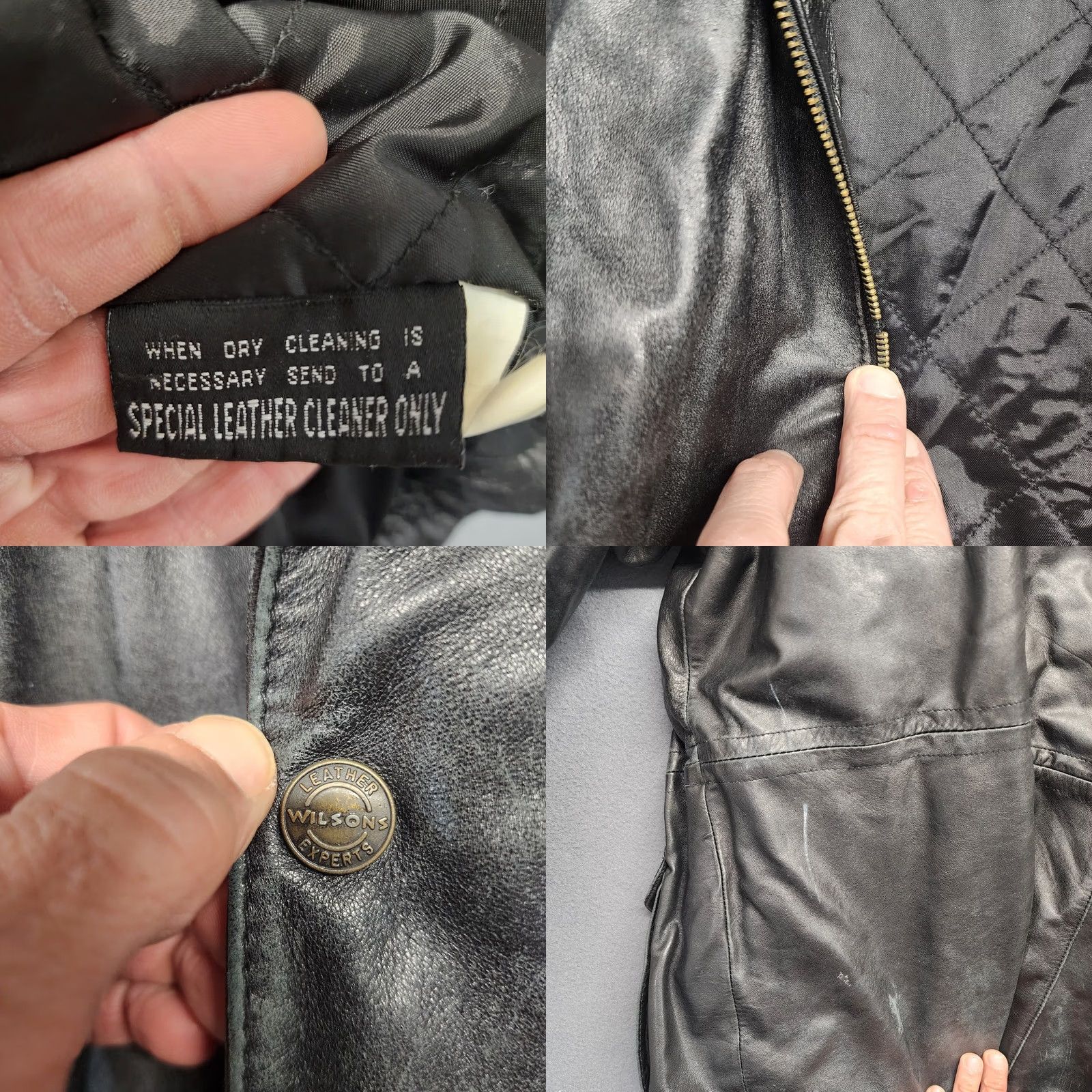 Vintage VINTAGE Wilsons Leather Coat Mens XL Black Distressed Pockets Winter Quilted Lining Overcoat Zip Mens Size US XL / EU 56 / 4 - 8 Thumbnail