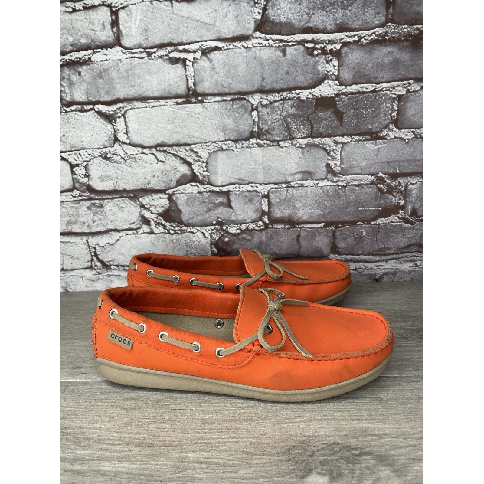 Crocs CROCS Beach Line Orange Synthetic Slip on Boat Loafers Women Size US 8 / IT 38 - 8 Thumbnail