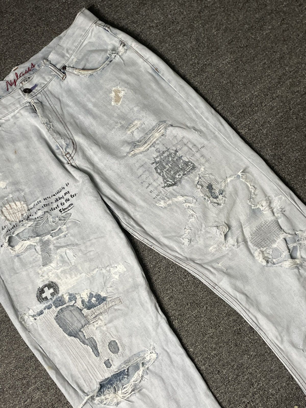 Japanese Brand × Vintage Vintage NYLAUS Custom Ripped Jeans (89) Size US 33 - 3 Thumbnail