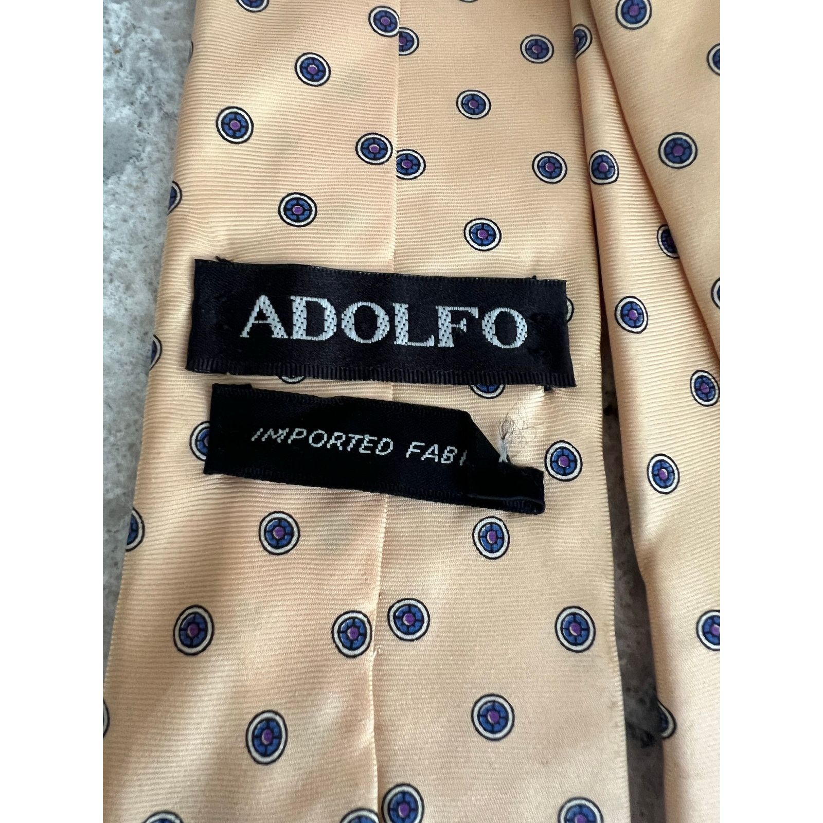 Vintage Vintage Adolfo 100% Imported Silk Men's Neck Tie Yellow Size ONE SIZE - 4 Thumbnail