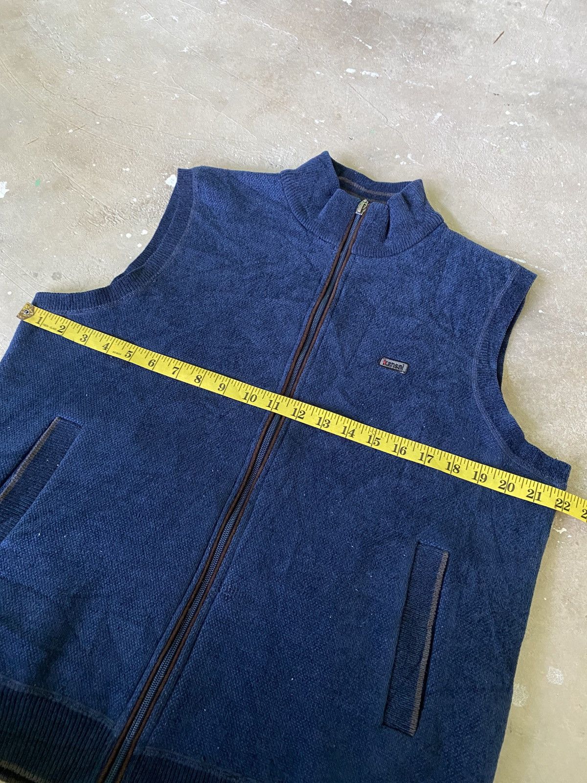 Kansai Yamamoto Kansai Fleece Lined Zip Vest Navy Minimal Y2K Japan Size US M / EU 48-50 / 2 - 11 Thumbnail