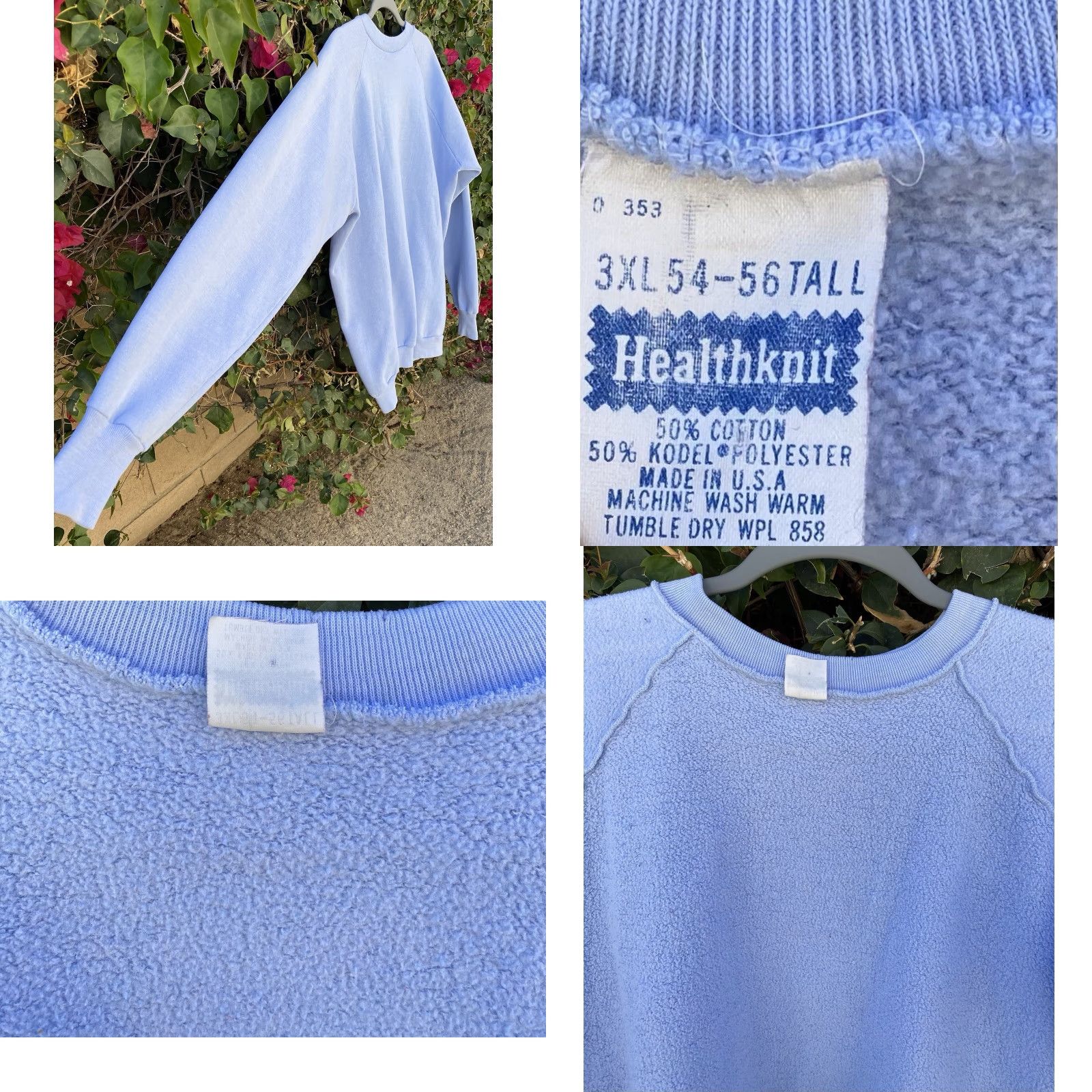 Vintage VINTAGE Healthknit Sweatshirt 3XL Blue Raglan Long Sleeve Pullover Cotton Blend Mens Women Seller Details Size US XXL / EU 58 / 5 - 8 Thumbnail
