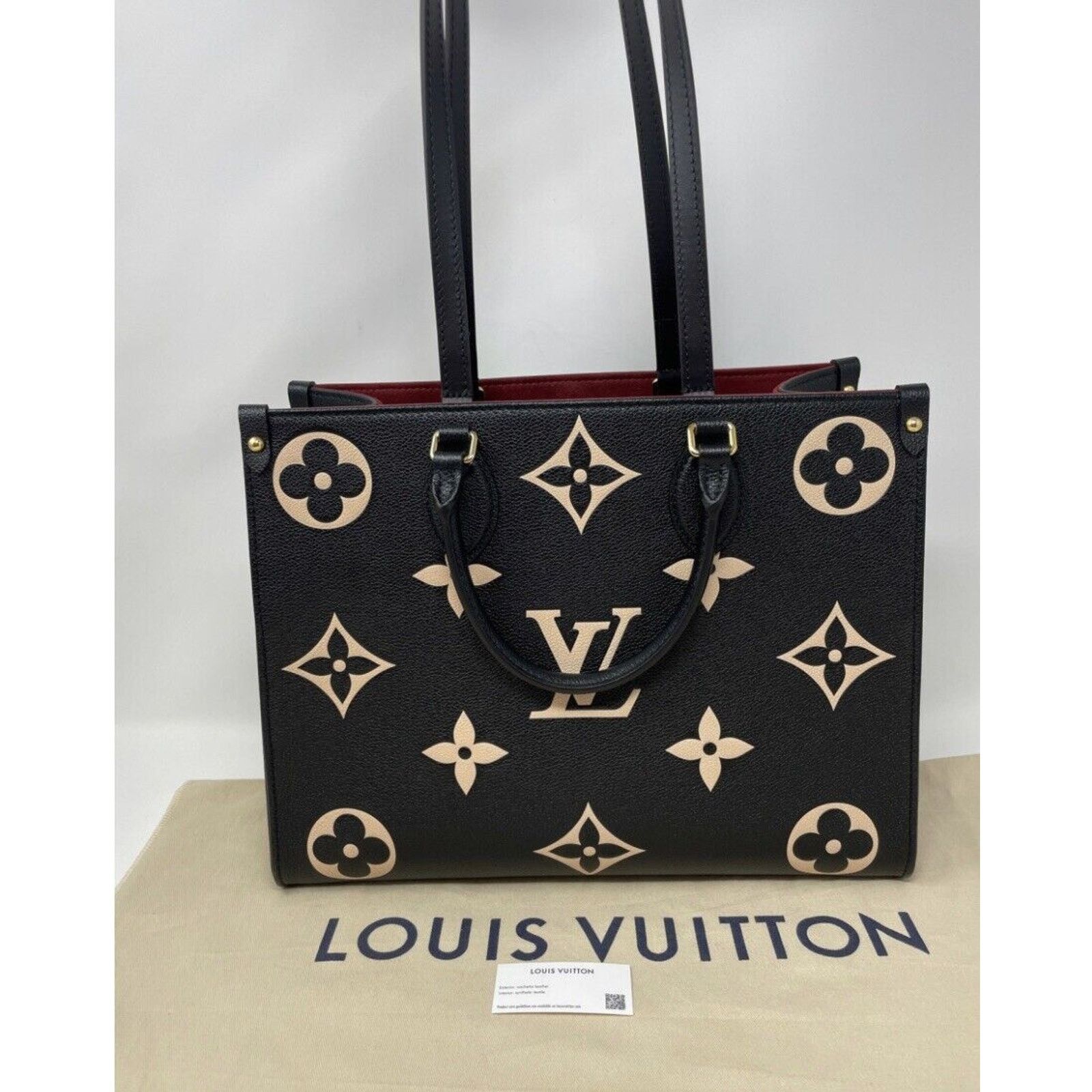 Louis Vuitton Louis Vuitton OnTheGo Tote MM Black/Beige Leather Size ONE SIZE - 6 Thumbnail
