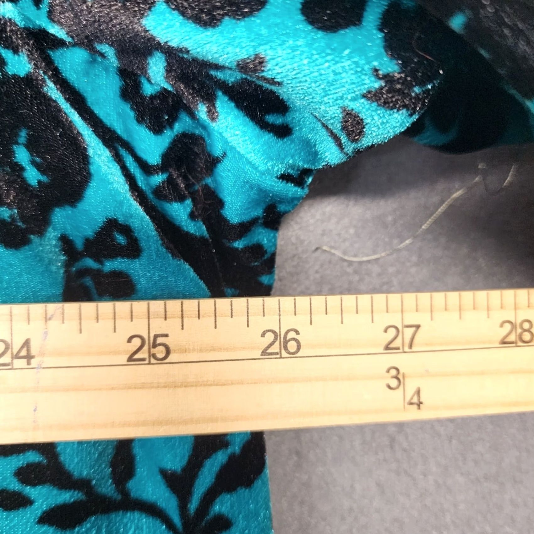 Vintage Woman Within Top 1X Turquoise Black Floral Crushed Velvet Long Sleeve Stretch Blouse Womens Size XL / US 12-14 / IT 48-50 - 5 Thumbnail