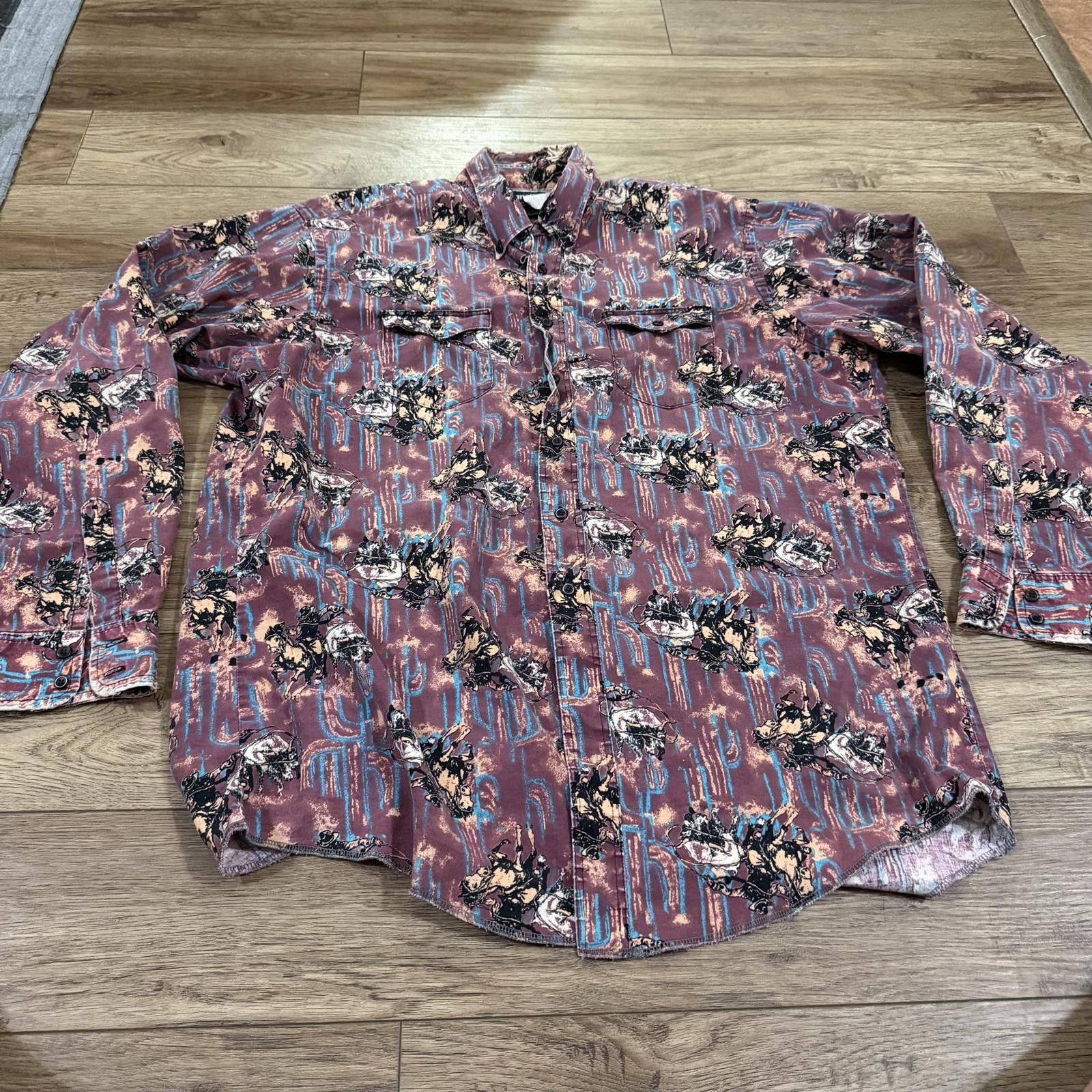 Wrangler Vintage Wrangler Cowboy Western Rodeo Print Button Shirt Size US XXL / EU 58 / 5 - 1 Thumbnail