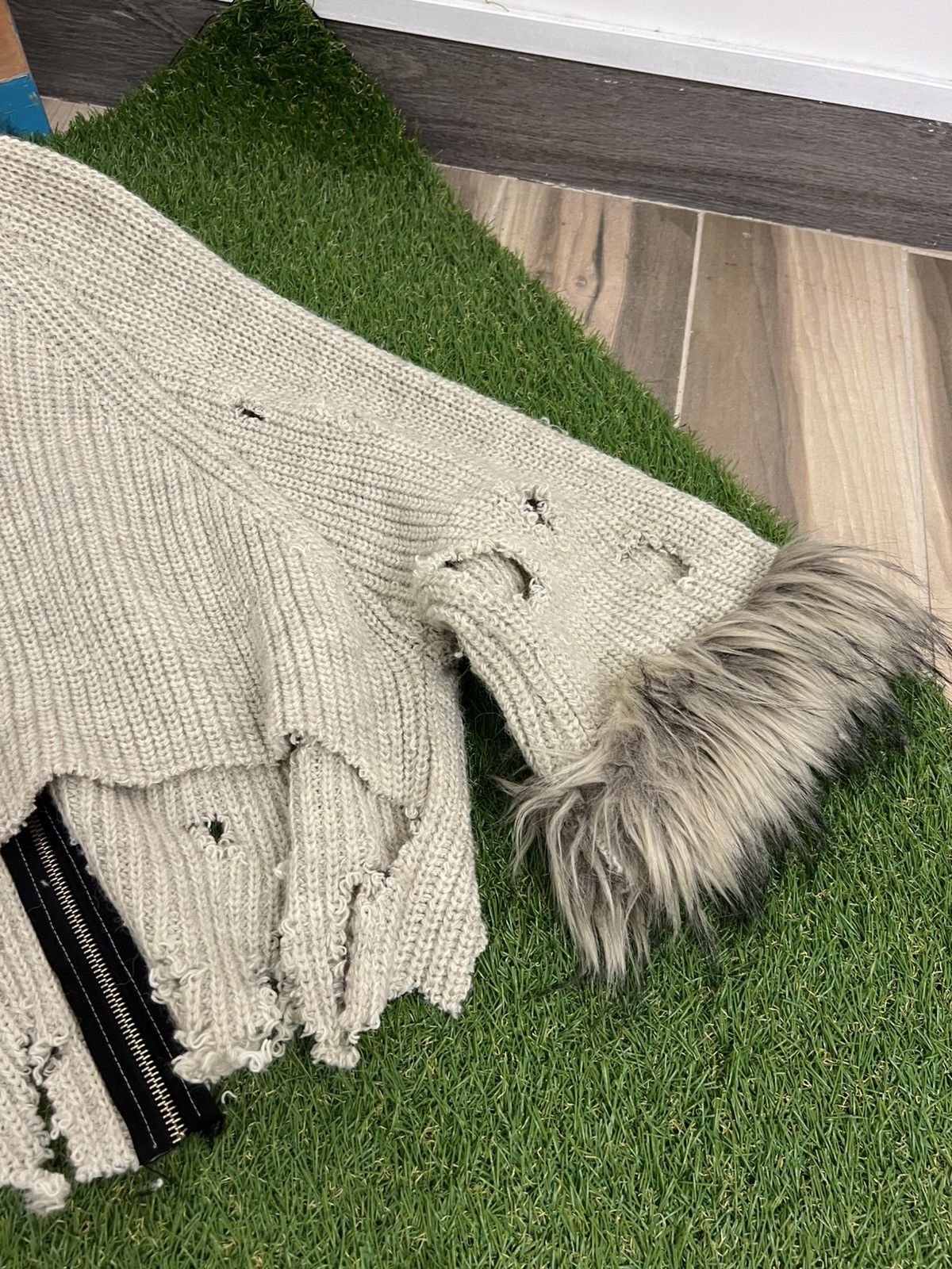 Hysteric Glamour × Vintage 2000s vintage faux fur distressed coat beige knit Y2k vest Size M / US 6-8 / IT 42-44 - 10 Thumbnail