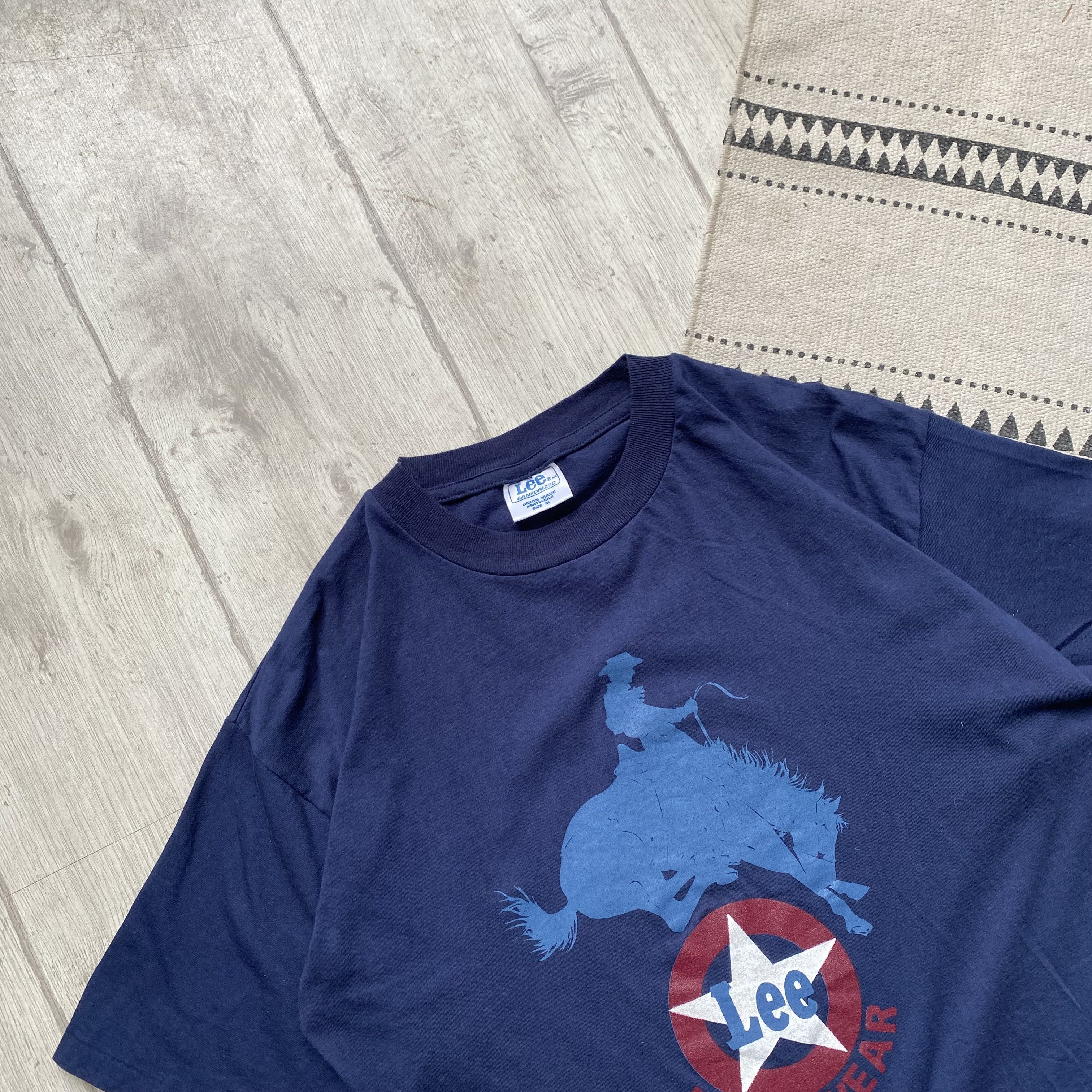 Lee 🤠 Vintage 90s Lee tee big print cowboy jeanswear t-shirt Size US M / EU 48-50 / 2 - 2 Thumbnail