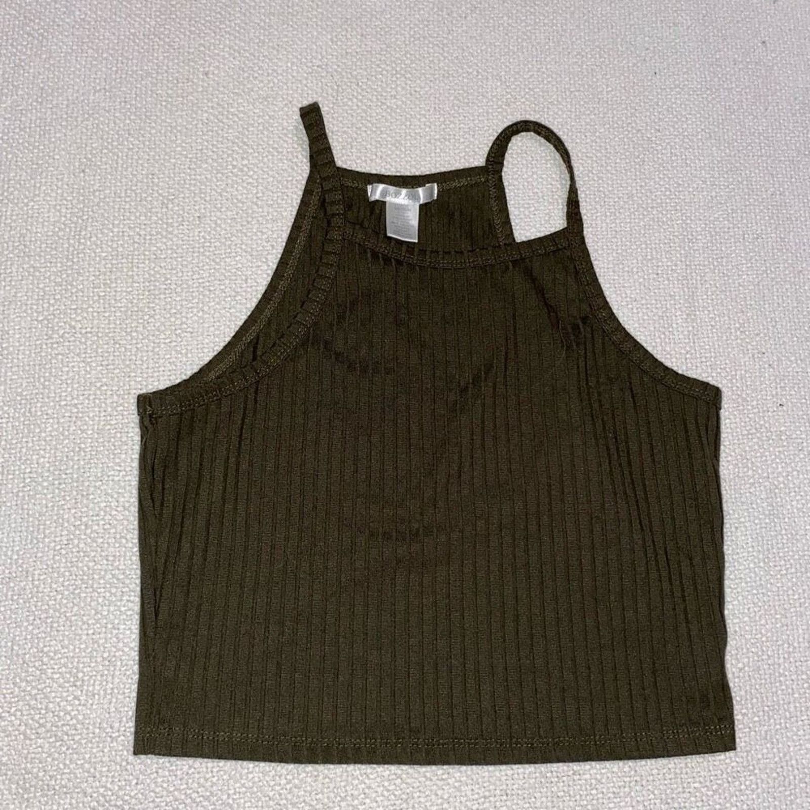 Other Bozzoli Olive Green Ribbed Crop Tank Top | Sz M Size M / US 6-8 / IT 42-44 - 2 Thumbnail
