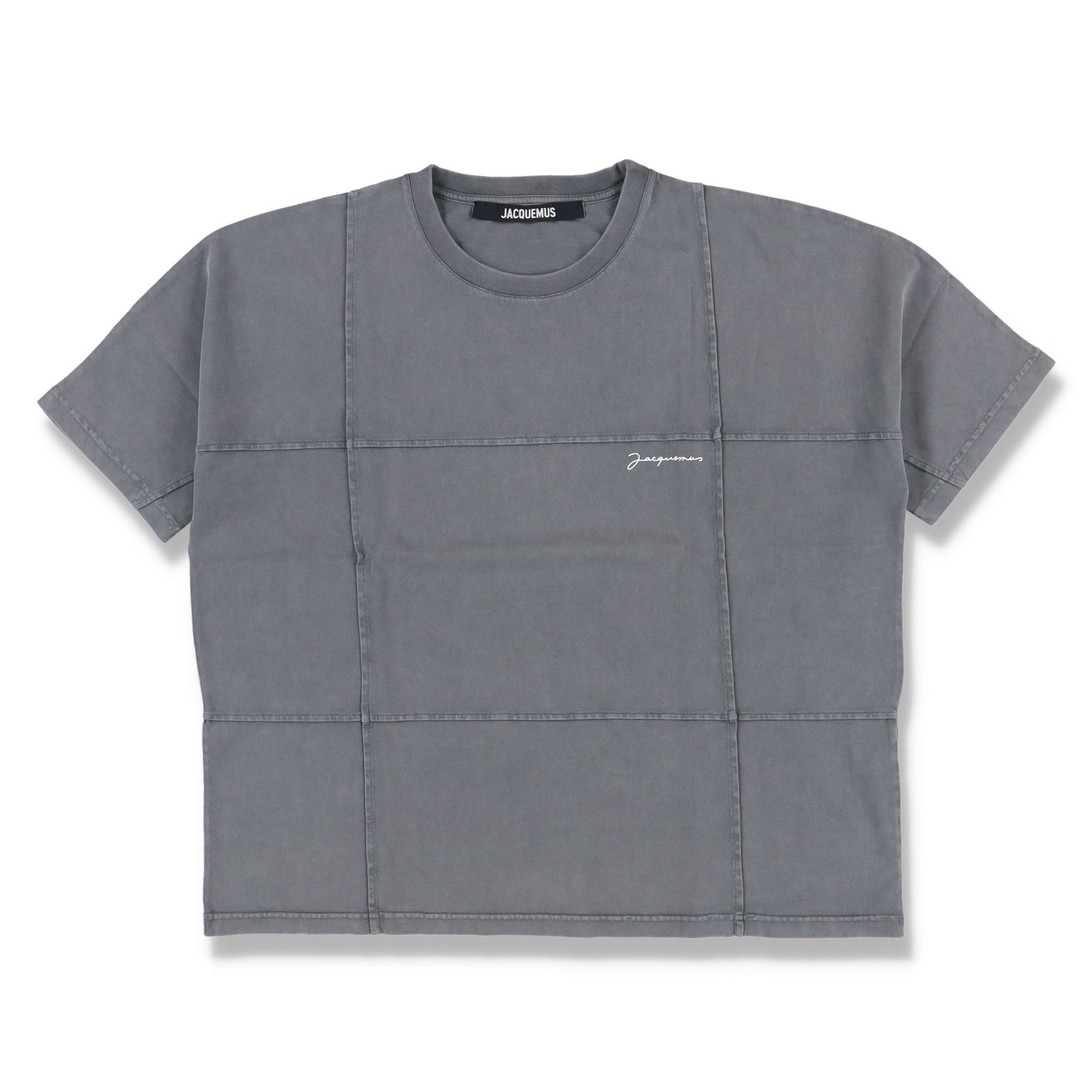image of Jacquemus Washed Grey Carro Paneled Logo T-Shirt, Women's (Size XL)