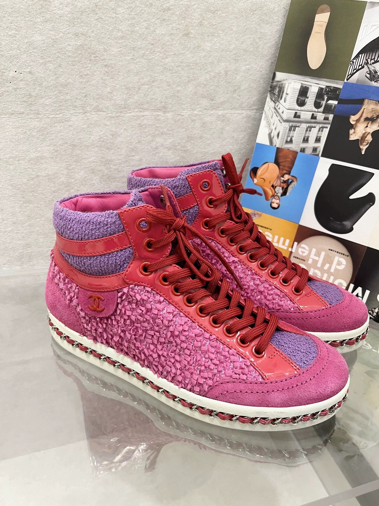 Chanel Chanel pre-owned color blocked high-top sneakers 36 Size US 5.5 / IT 35.5 - 2 Thumbnail