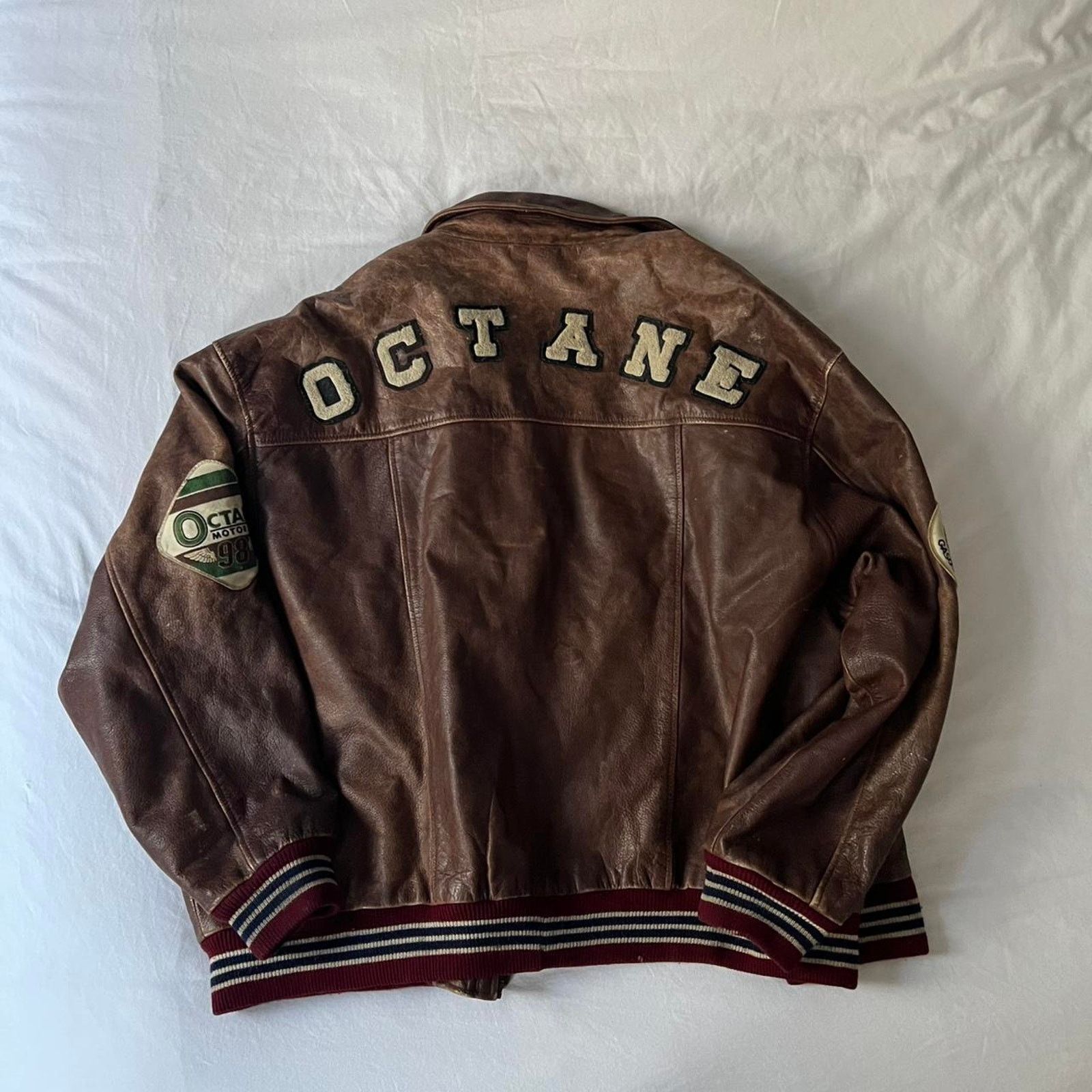 Other Brown leather varsity bomber jacket Size US XL / EU 56 / 4 - 7 Thumbnail