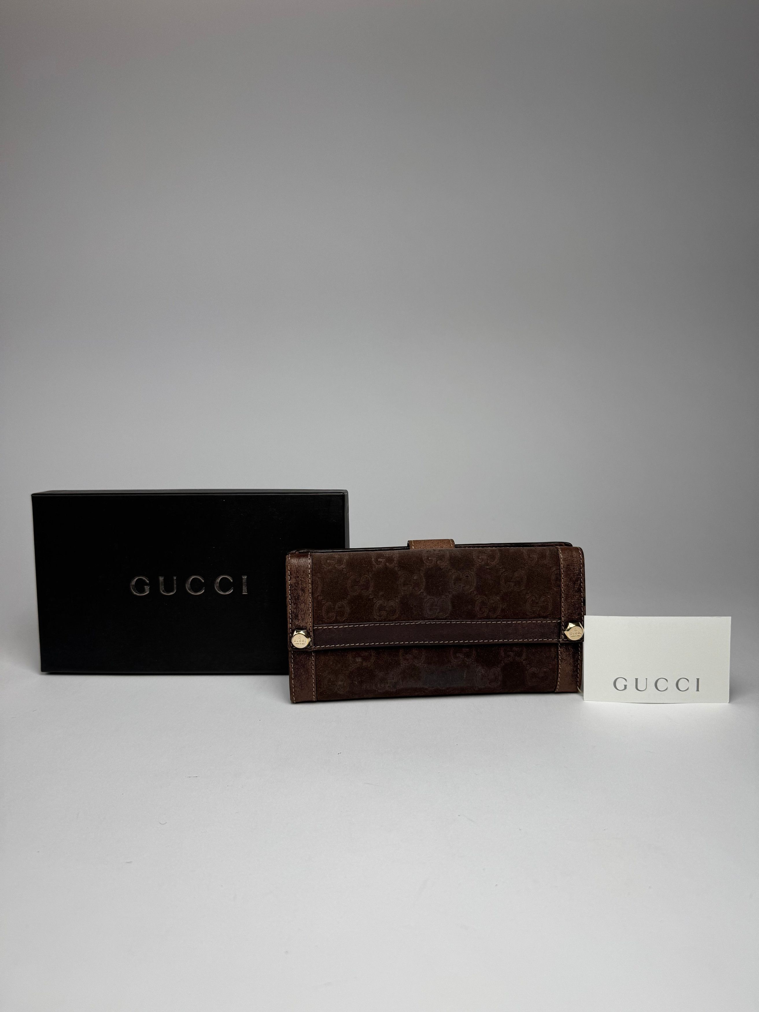 Vintage Suede leather monogram wallet