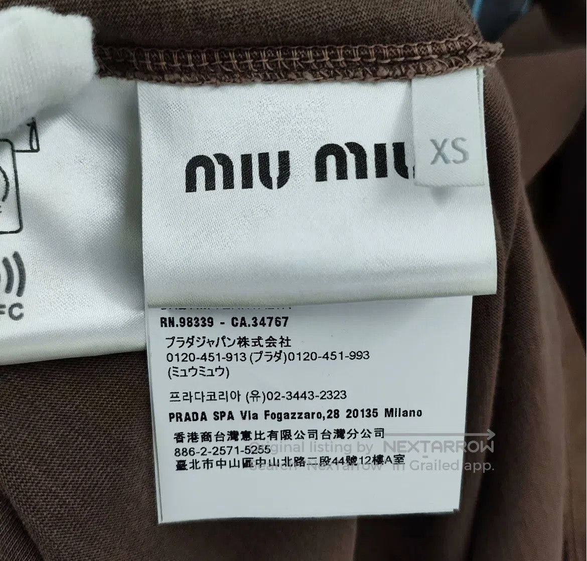 Miu Miu Miu Miu Coffee-colored round neck logo letter print long-s Size US XS / EU 42 / 0 - 5 Thumbnail