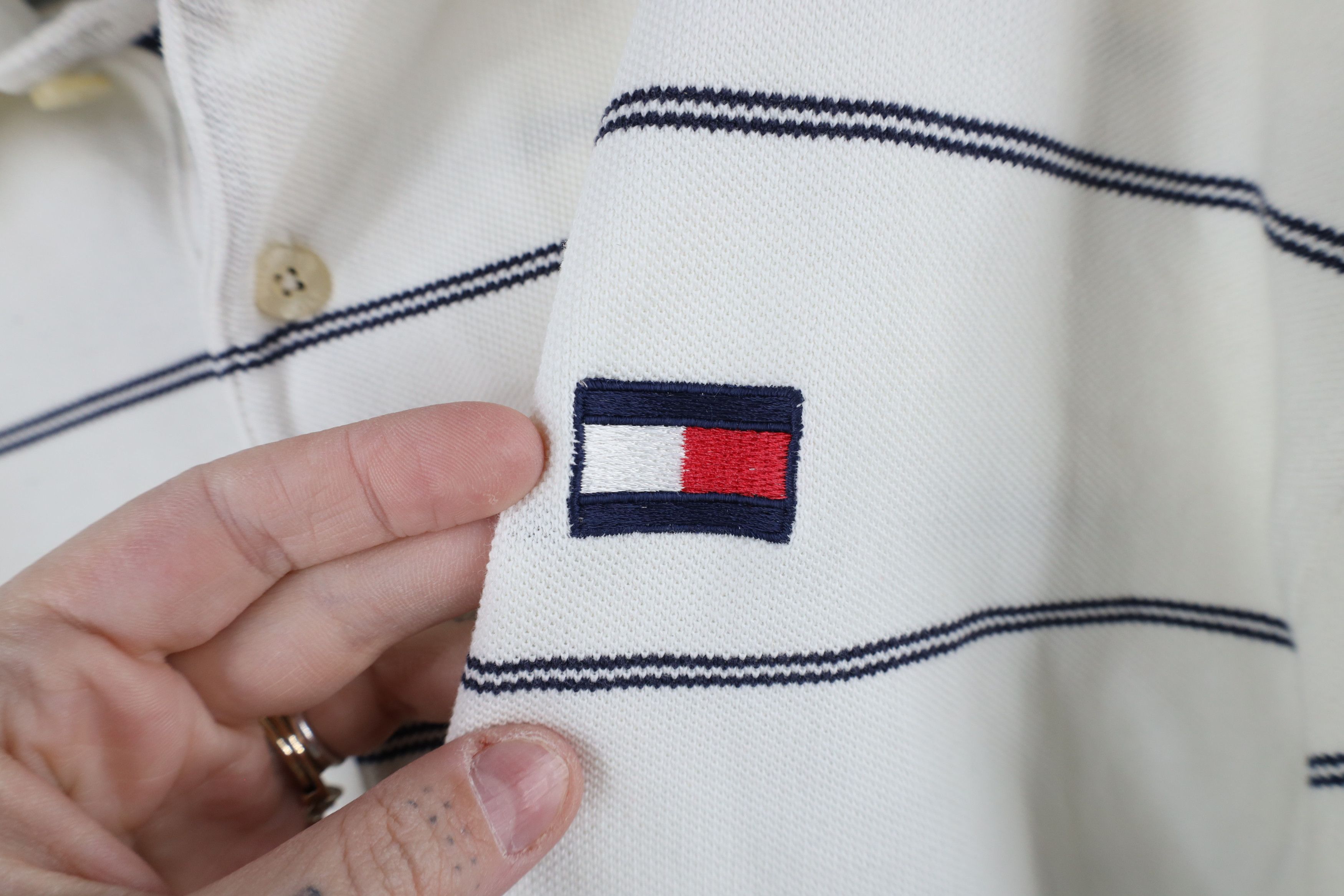 Tommy Hilfiger × Vintage Vintage Tommy Hilfiger Golf Logo Striped Collared Polo Shirt Size US XL / EU 56 / 4 - 4 Thumbnail