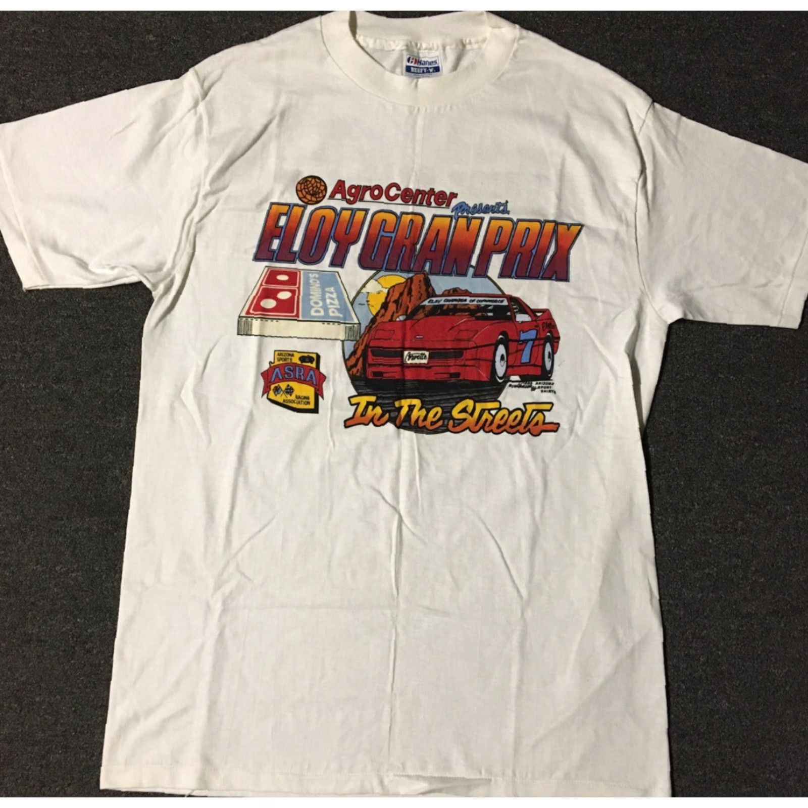 Vintage VINTAGE Eloy Gran Prix Dominos Pizza Budweiser Racing Shirt L White Mens Short Sleeve 1980s 80s Grunge NASCAR Corvette Race Car USA Arizona ASRA Promo Size US L / EU 52-54 / 3 - 2 Thumbnail