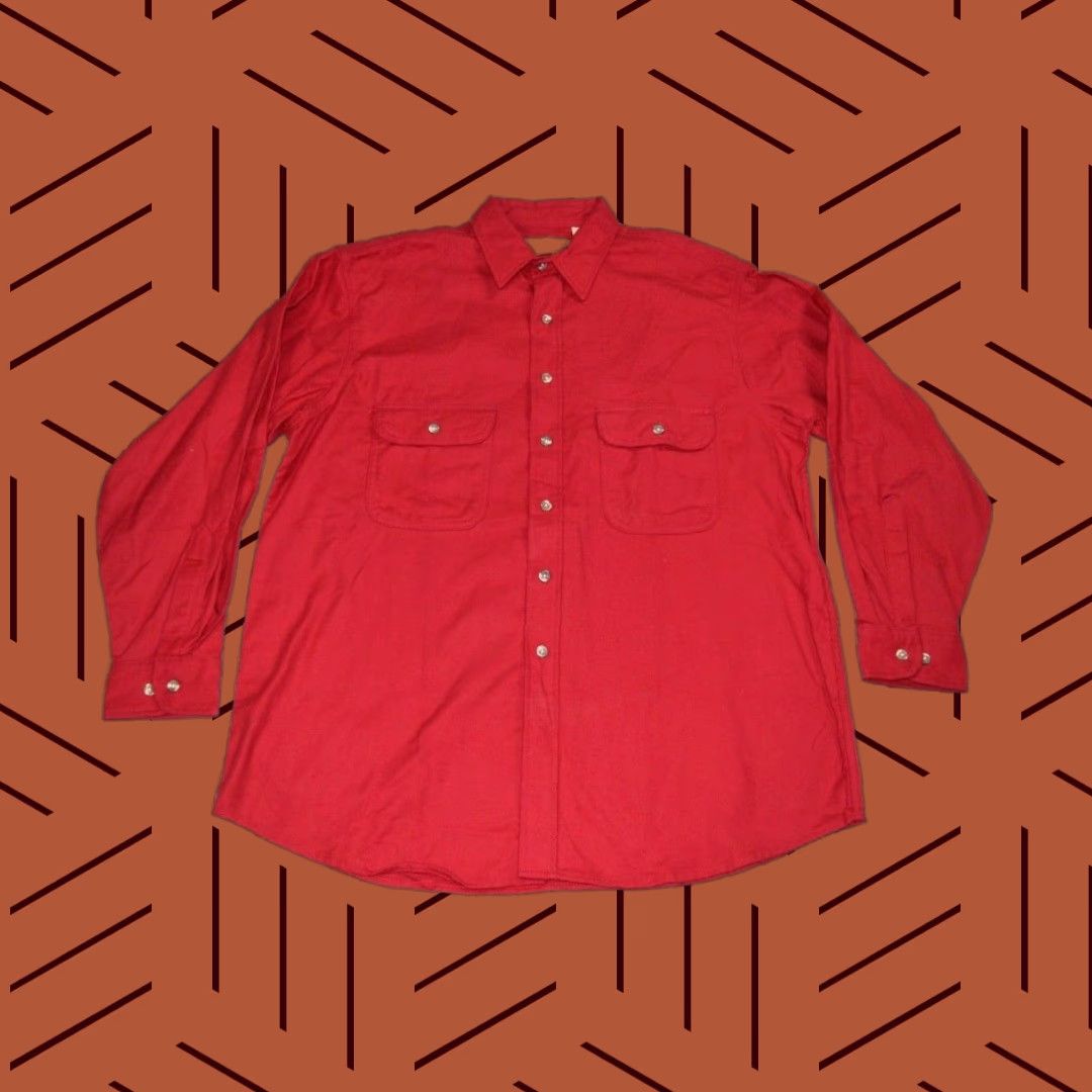 Vintage VINTAGE Fieldmaster Red Work Shirt Large Mens Long Sleeve Button-Up Flannel 90s USA Size US L / EU 52-54 / 3 - 1 Thumbnail