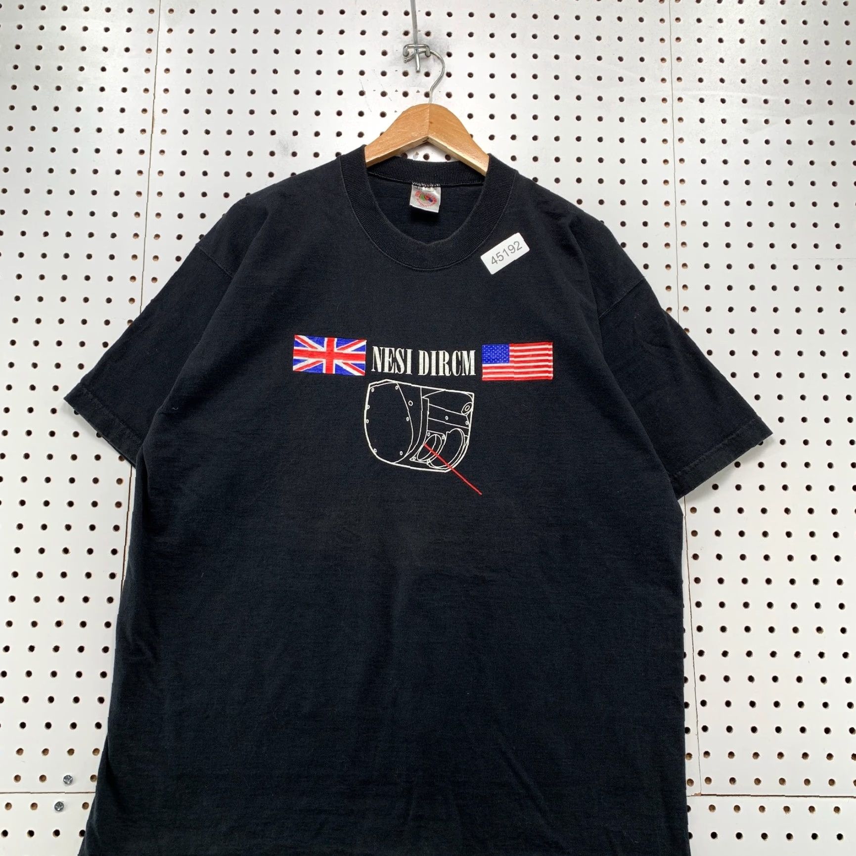 Fruit Of The Loom VINTAGE NESI DIRCM Shirt Mens XL Black Directed Infrared Countermeasure USA Shirt Mens XL Black 90s Army Flag USA Mens Size US XL / EU 56 / 4 - 2 Thumbnail
