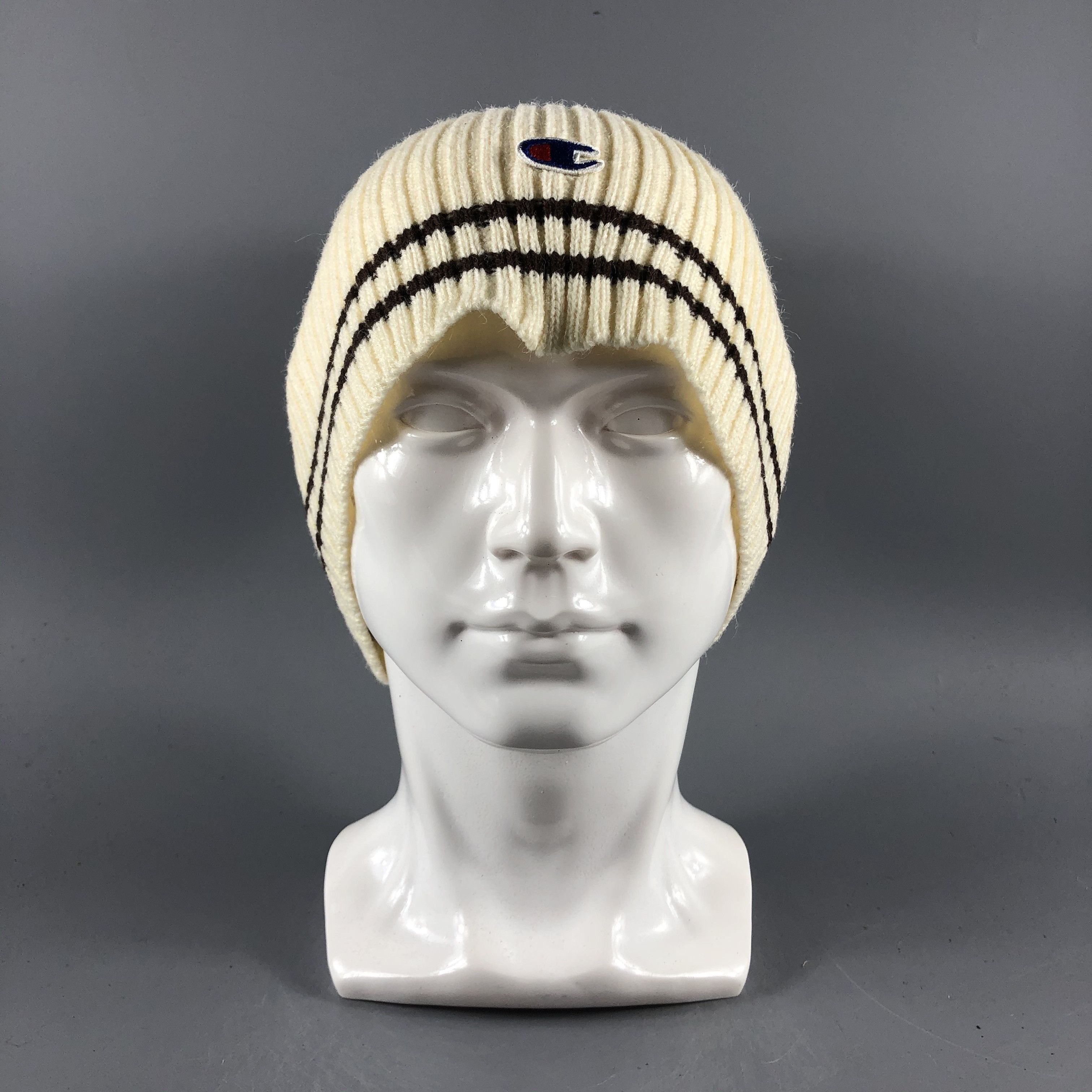 image of Champion Beanie Ribbed Knit Hats Stripe Snow Cap B1187, Men's