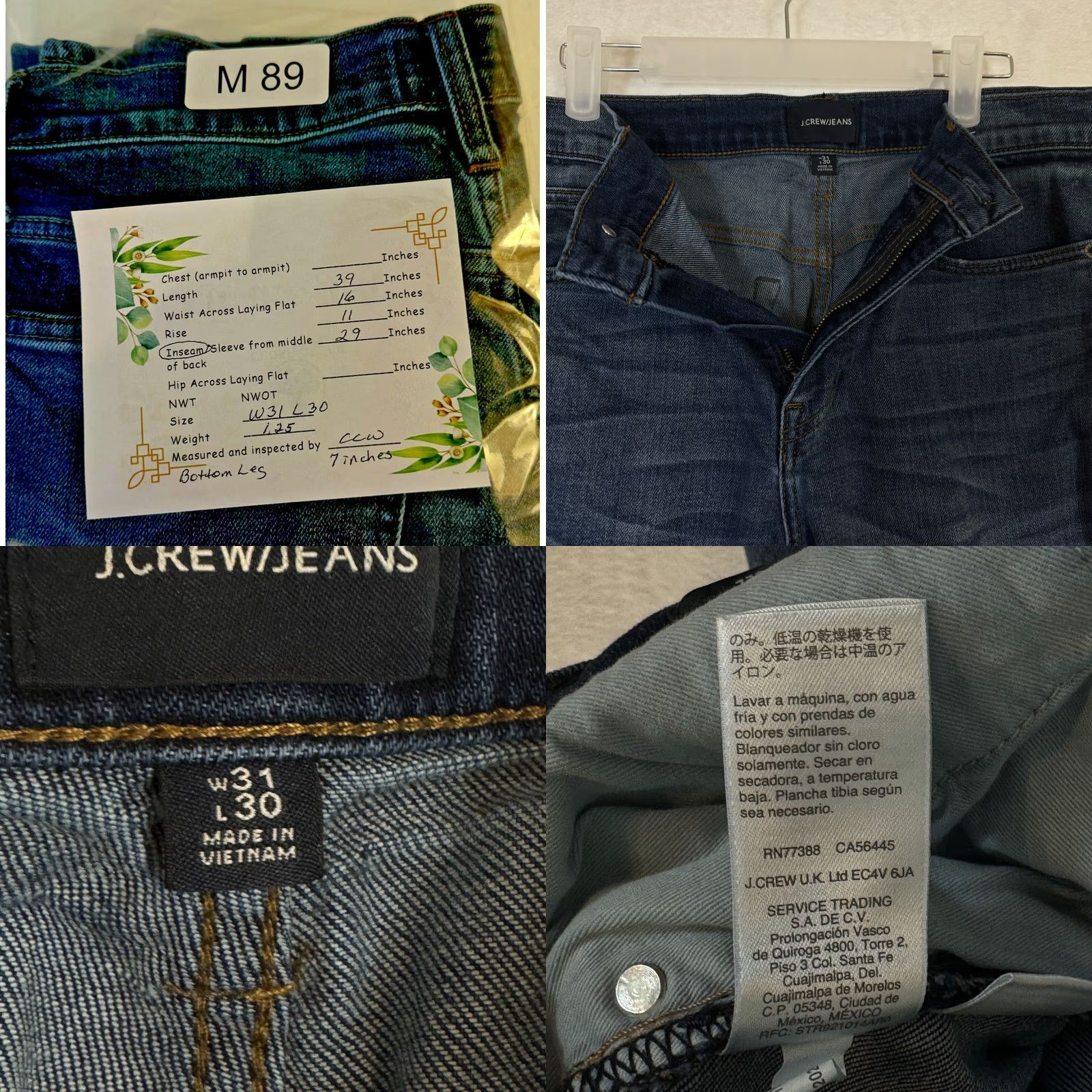 J.Crew J.CREW Jeans Mens 31x30 Blue Denim 5-Pocket Mid-Rise Straight Leg Classic Everyday Wear Size US 31 - 8 Thumbnail