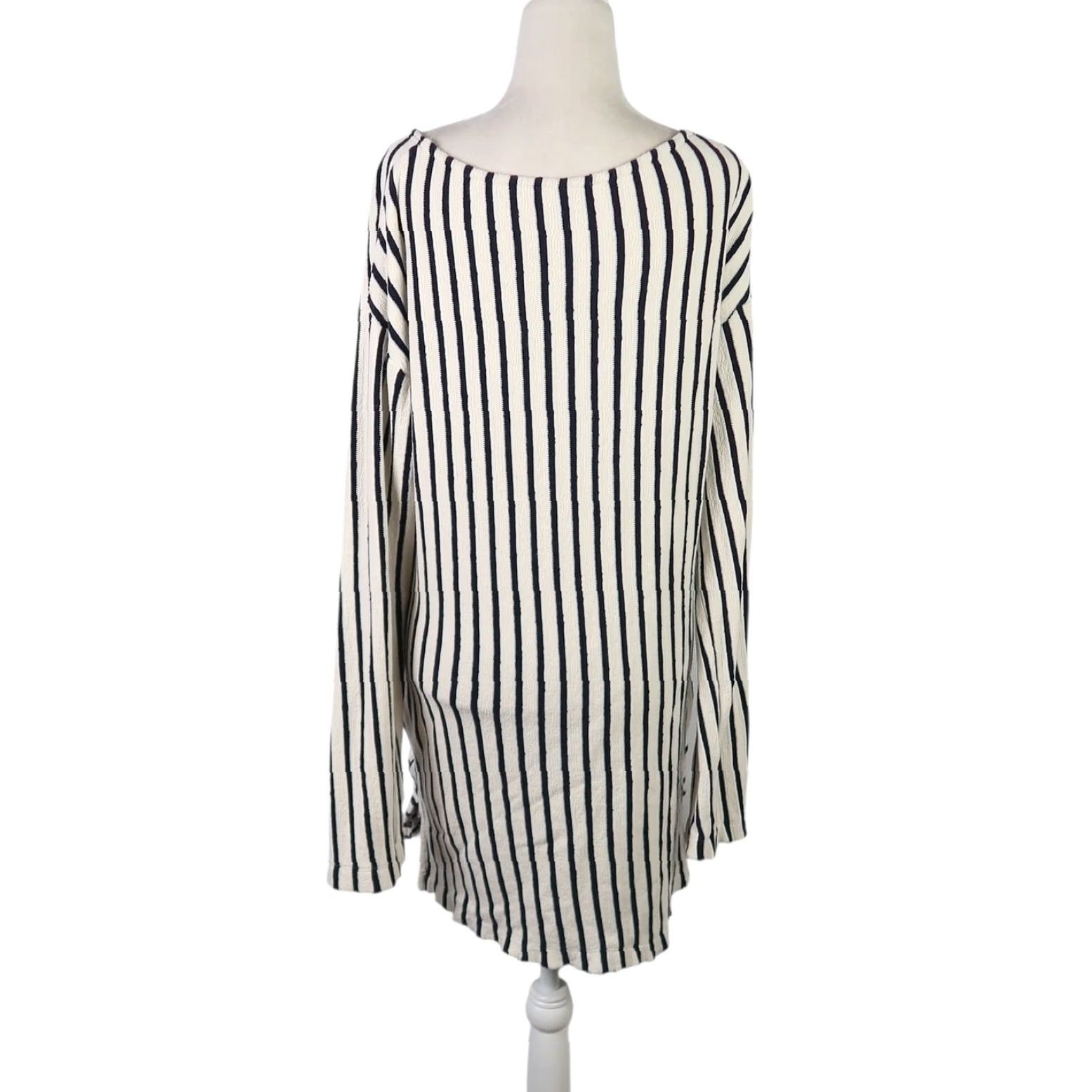 Free People Free People Intimately Cream and Navy Blue Striped Terry Mini Dress M Dress Women Regular Sleeve Long No Pockets Size M / US 6-8 / IT 42-44 - 4 Thumbnail