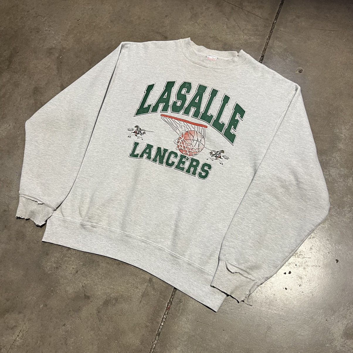 Fruit Of The Loom Vintage 90s Lasalle Lancers Basketball Sweatshirt USA Boxy Size US L / EU 52-54 / 3 - 6 Thumbnail