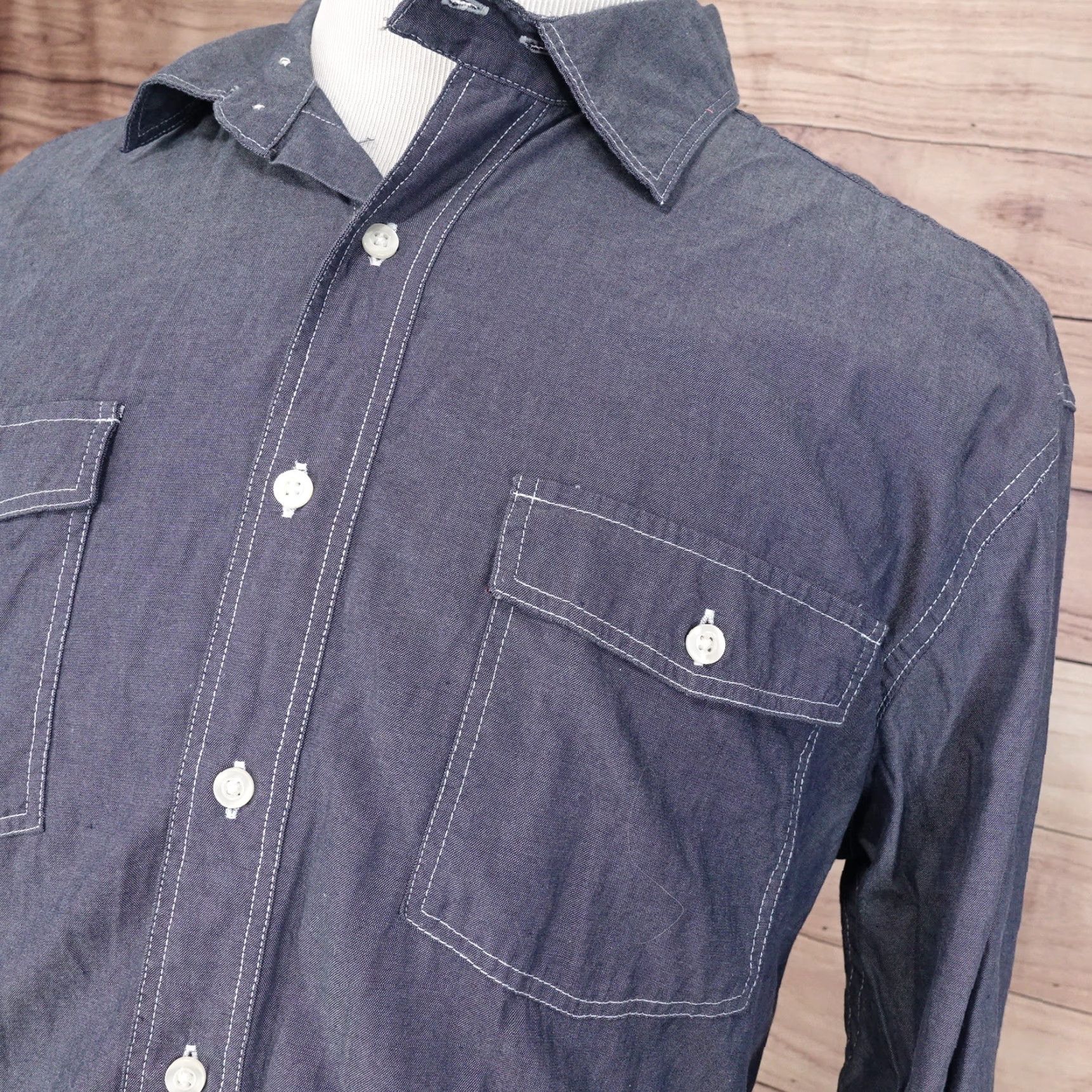 Gap VINTAGE Gap Men's Long Sleeve Button-Down Shirt XL Gray Solid Business Casual Formal Workwear Size US XL / EU 56 / 4 - 2 Thumbnail
