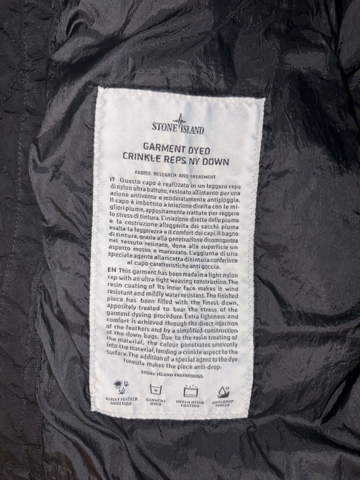 Stone Island Stone Island Garment Dyed Crinkle NY Down Jacket-Black Small Size US S / EU 44-46 / 1 - 6 Thumbnail