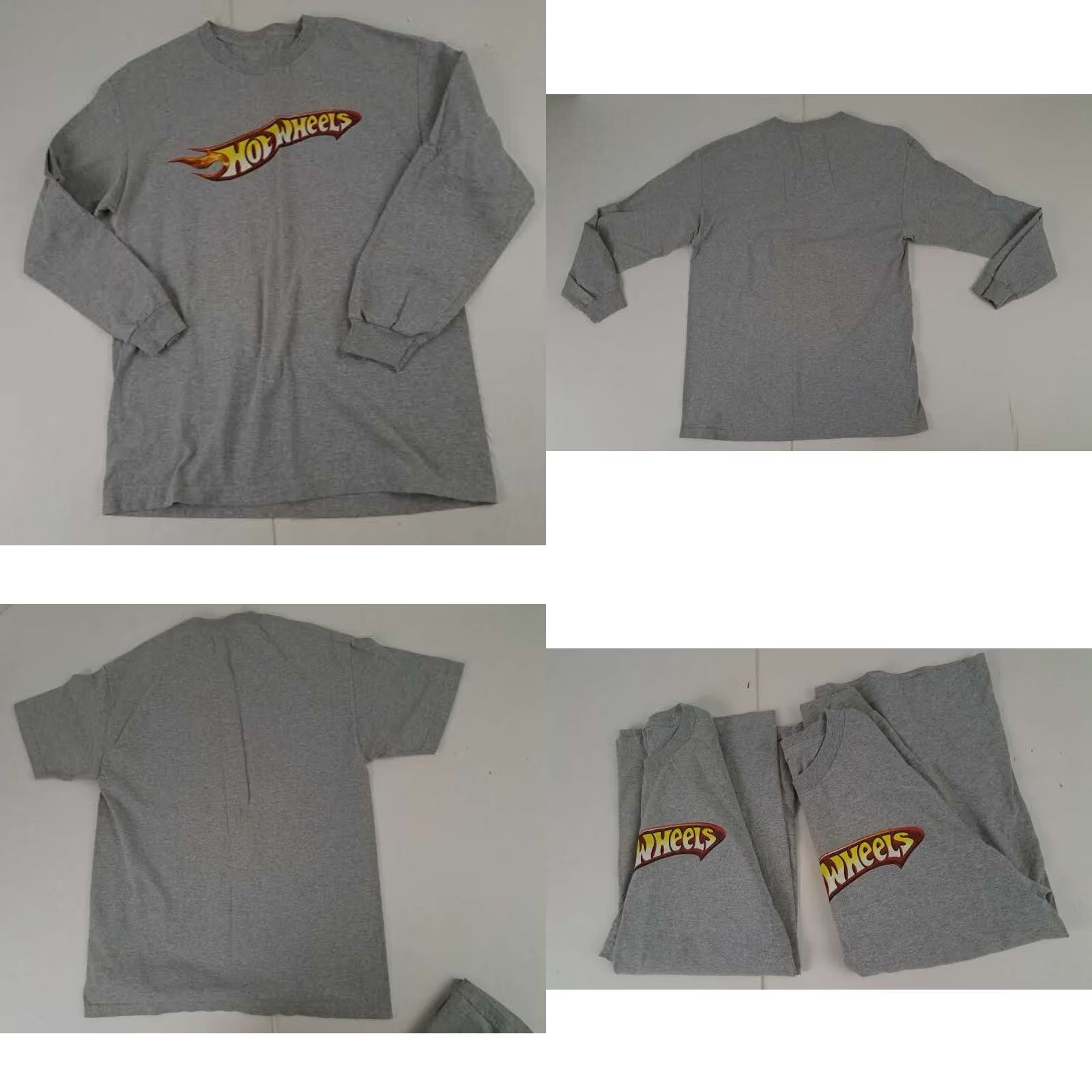 Vintage VINTAGE Hot Wheels Thick Cotton T-Shirts Long Sleeve & Short Sleeve Set of 2 Crew Neck Unbranded Unisex Adults Gray M 28in Long 22in Pit to Pit Size US M / EU 48-50 / 2 - 8 Thumbnail