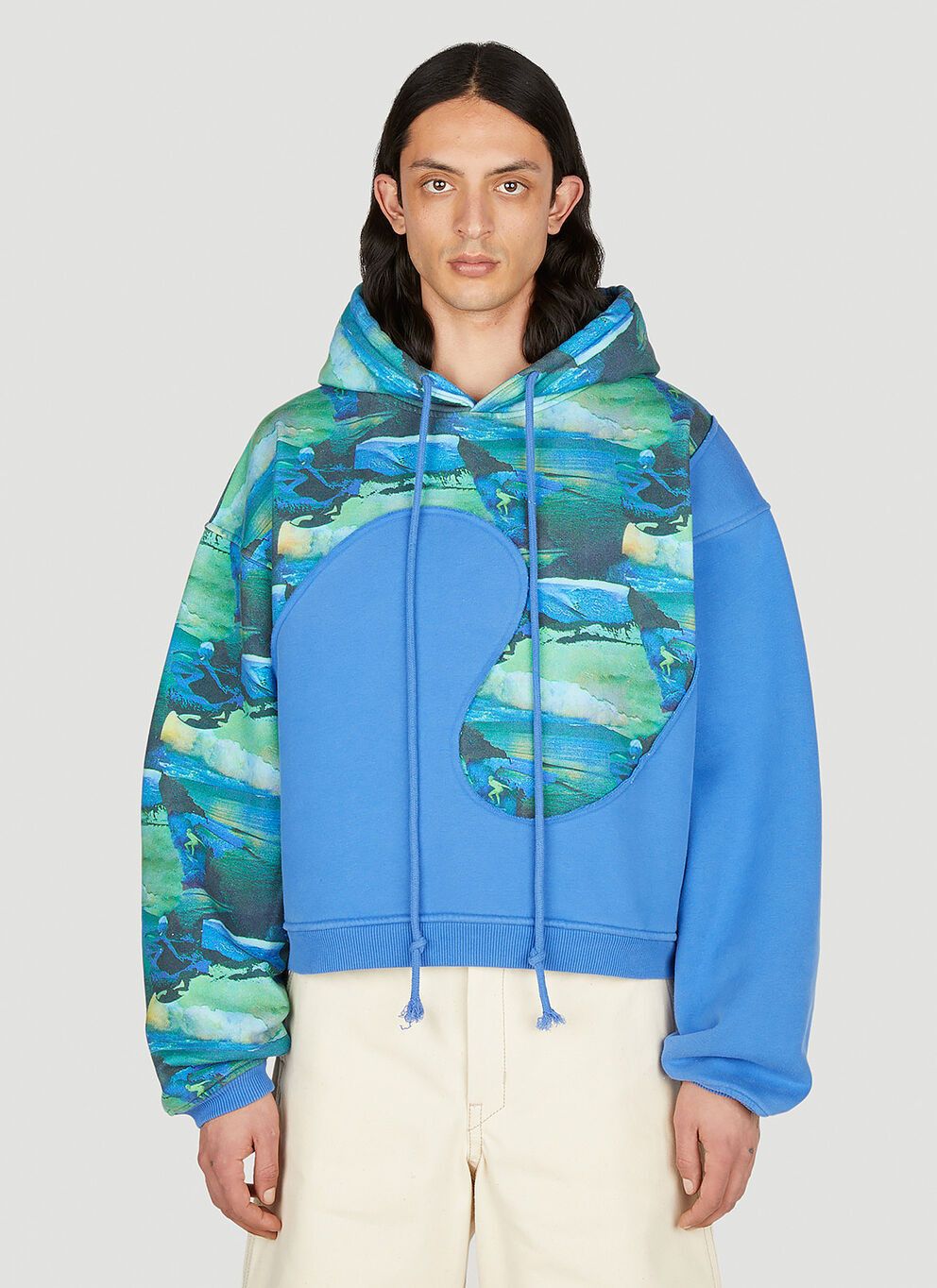 image of Erl Swirl Hooded Sweatshirt in Blue, Men's (Size XL)