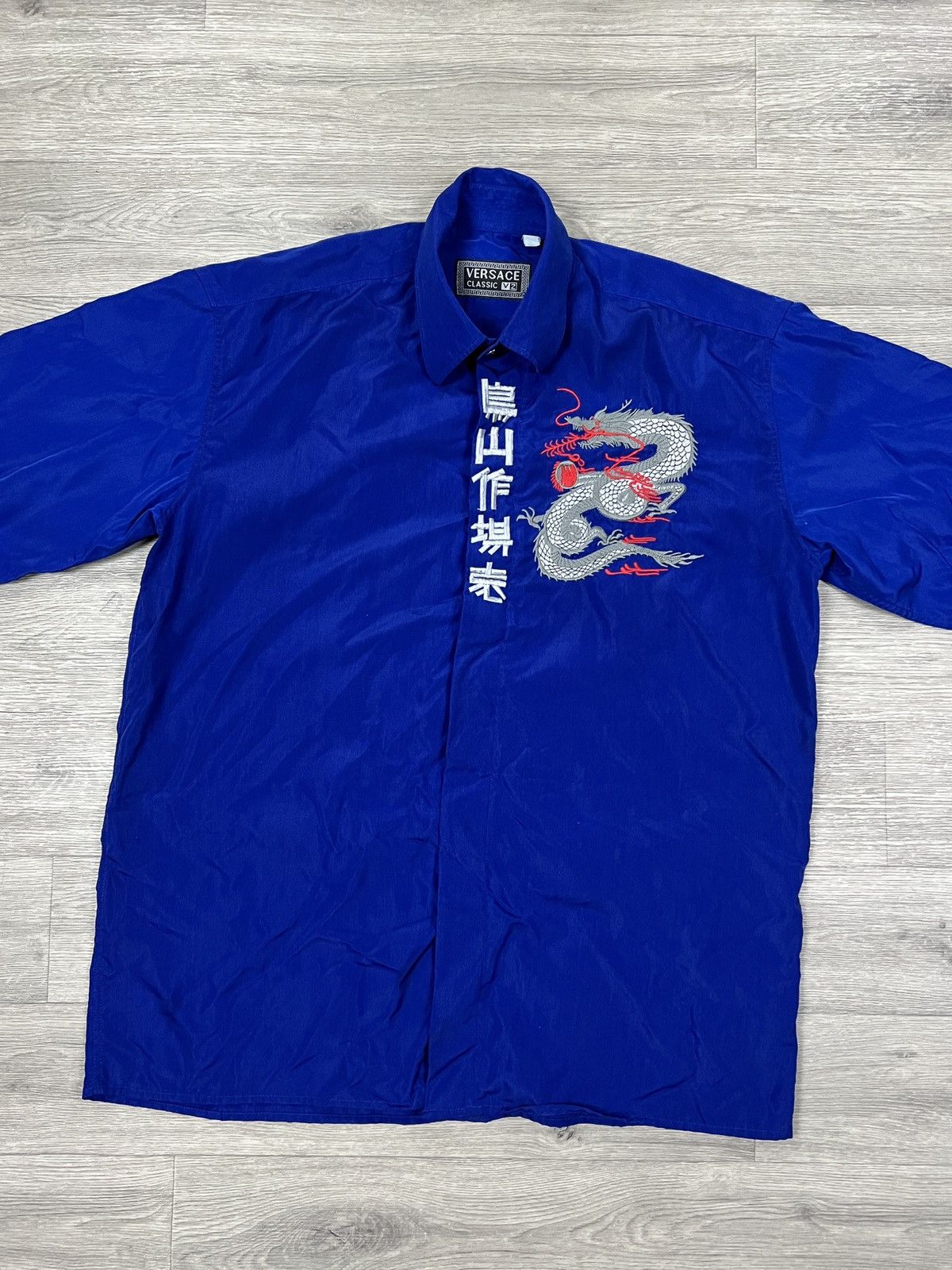 Other Vintage Blue Dragon Shirt Versace V2 Button Up Retro 90s Size US XL / EU 56 / 4 - 2 Thumbnail