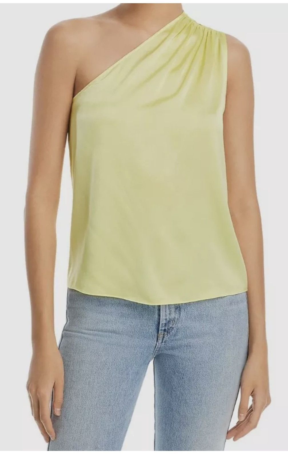 Generation Love NWT Generation Love Sabrina Silk One Shoulder Blouse Lime XS Size XS / US 0-2 / IT 36-38 - 1 Thumbnail