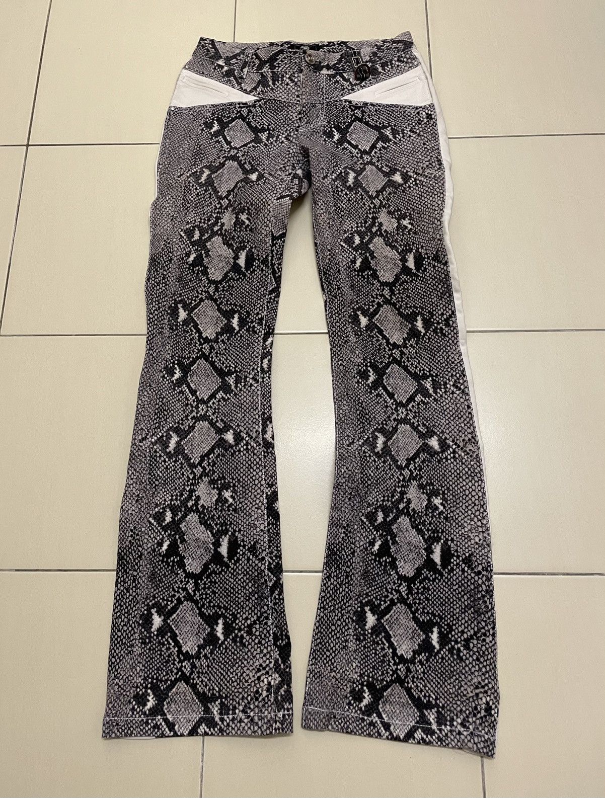 Japanese Brand Valenza Sport Snakeskin Print Bootcut Pants Size 26" / US 2 / IT 38 - 1 Thumbnail