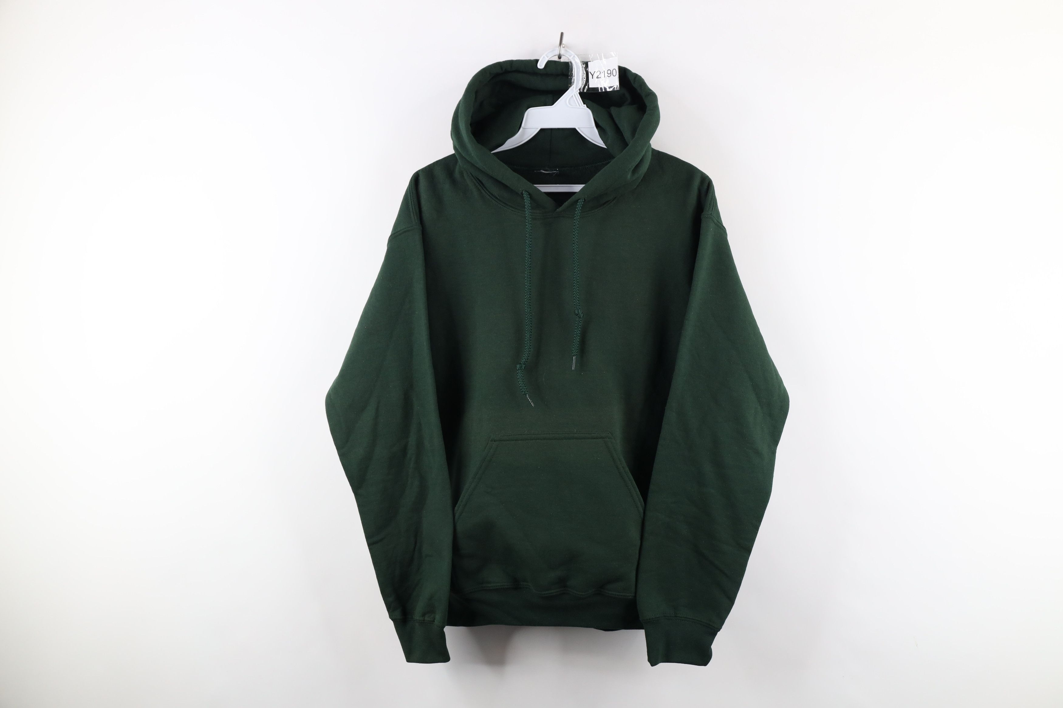 Vintage Vintage 90s Streetwear Blank Hoodie Sweatshirt Hunter Green Size US S / EU 44-46 / 1 - 1 Thumbnail