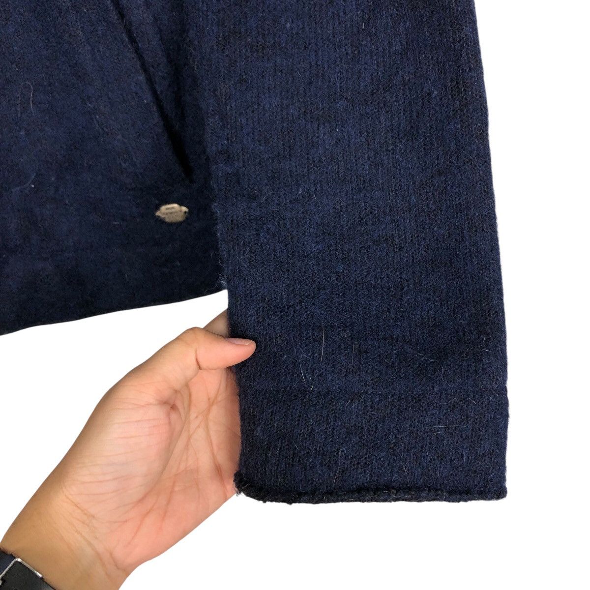 Blue Blue Japan 📌Vintage Wool Jacket Heart Peace & Love Indigo Biker Style Size US M / EU 48-50 / 2 - 18 Thumbnail