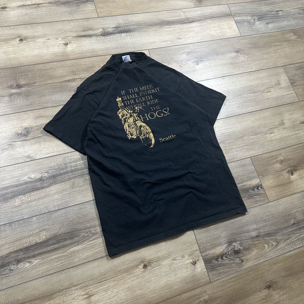 Jerzees Vintage 90s Jerzees Seattle Biker Graphic Tee Size US L / EU 52-54 / 3 - 2 Thumbnail