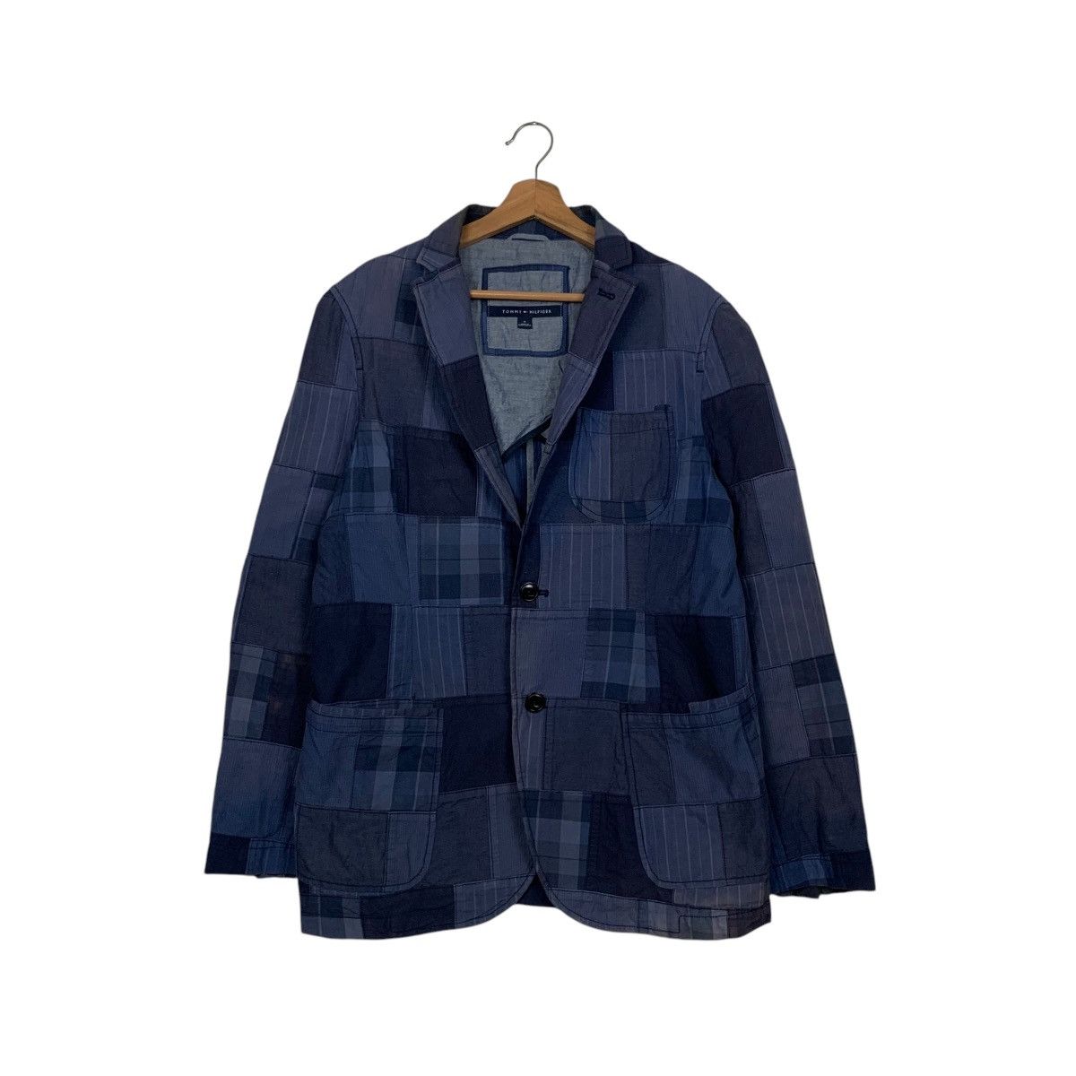 Tommy Hilfiger TOMMY HILFIGER Blue Patchwork Tailored Jacket #2778-C125 Size US M / EU 48-50 / 2 - 1 Thumbnail
