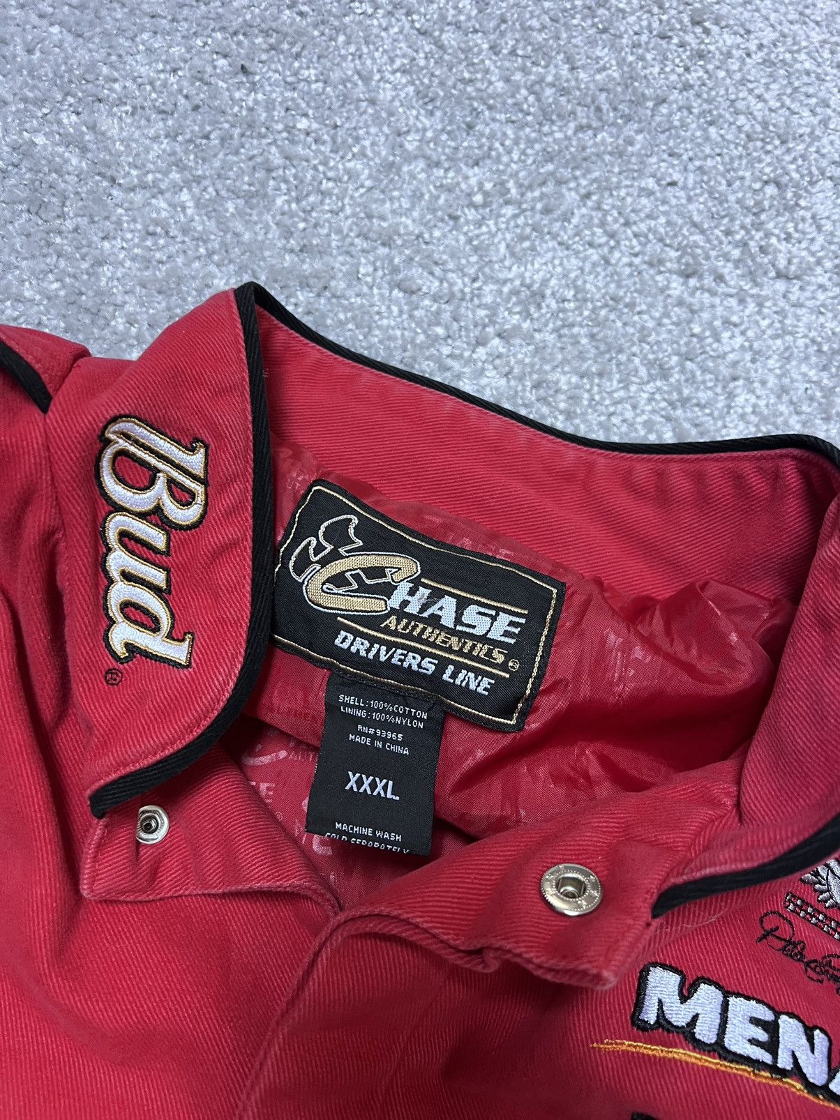 Chase Authentics Budweiser Red Bomber Racing Jacket Size XXL