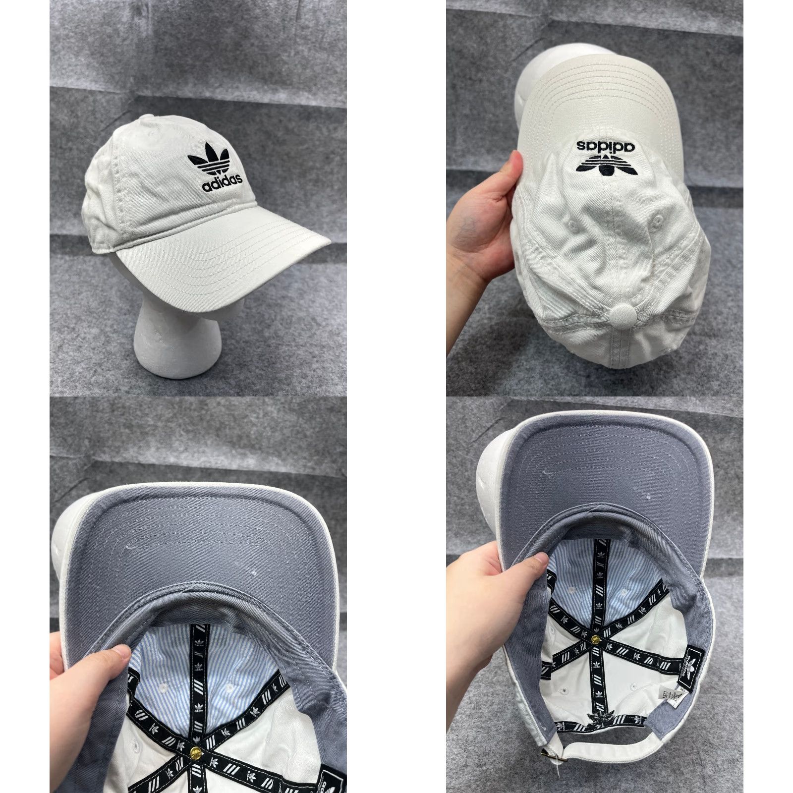 Adidas Adidas Hat Cap Strap Back Women One Size White Embroidered 100% Cotton Twill Golf Hat Casual Sports Size ONE SIZE - 8 Thumbnail