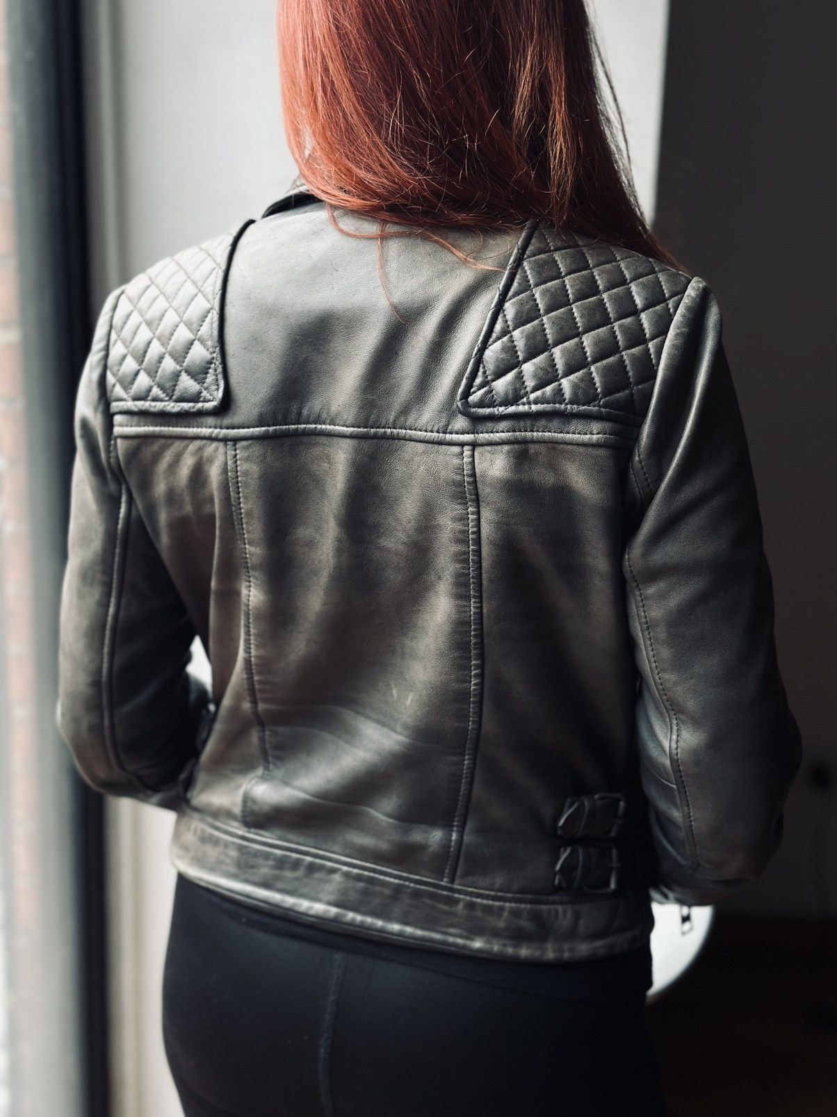 All Saints HAWKS BIKER sheepskin leather jacket us2 uk6 eu34
