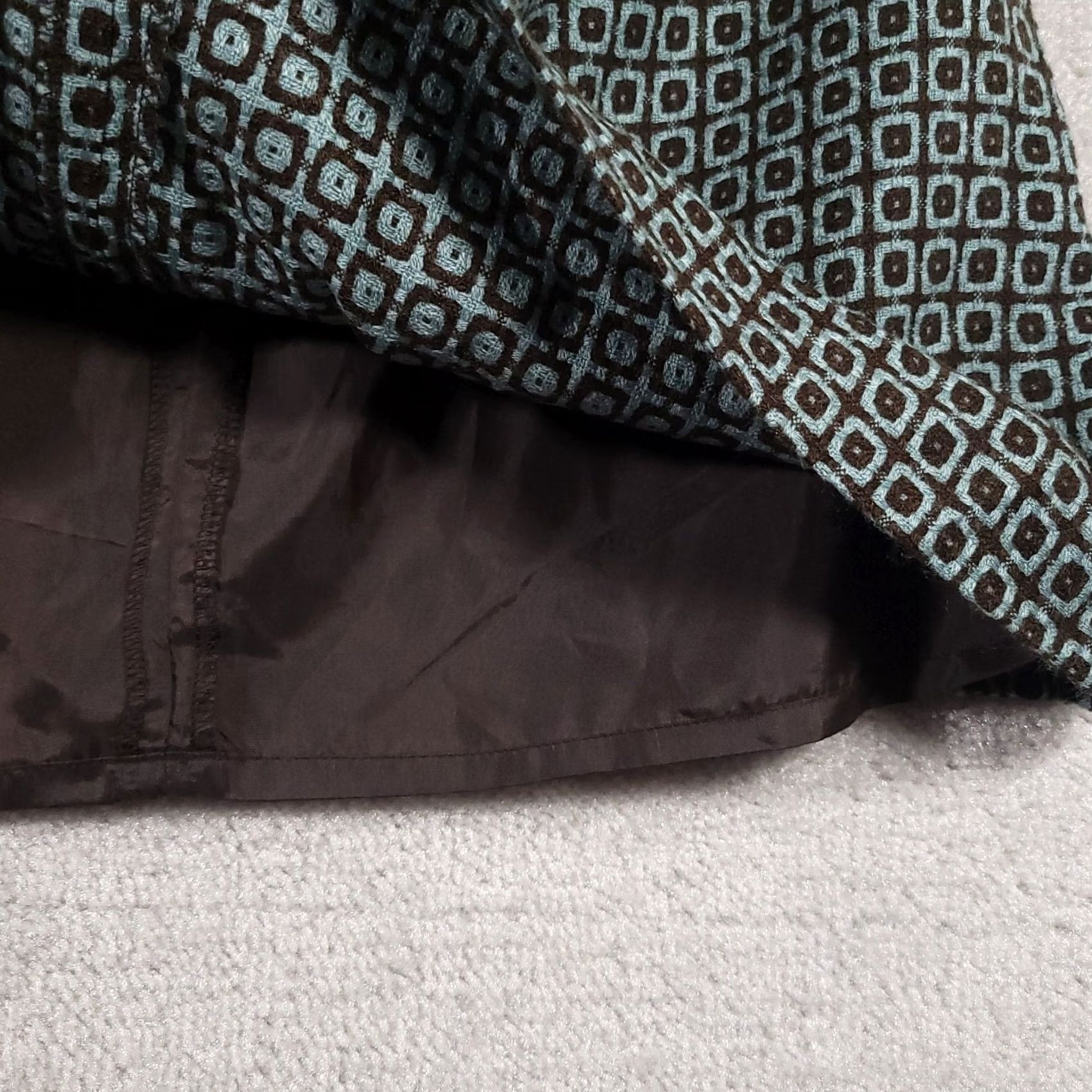 Worthington Worthington Skirt Women's 6 Teal Brown Lined Knit Geometric Pockets Zip Pencil Skirt Size 28" / US 6 / IT 42 - 7 Thumbnail