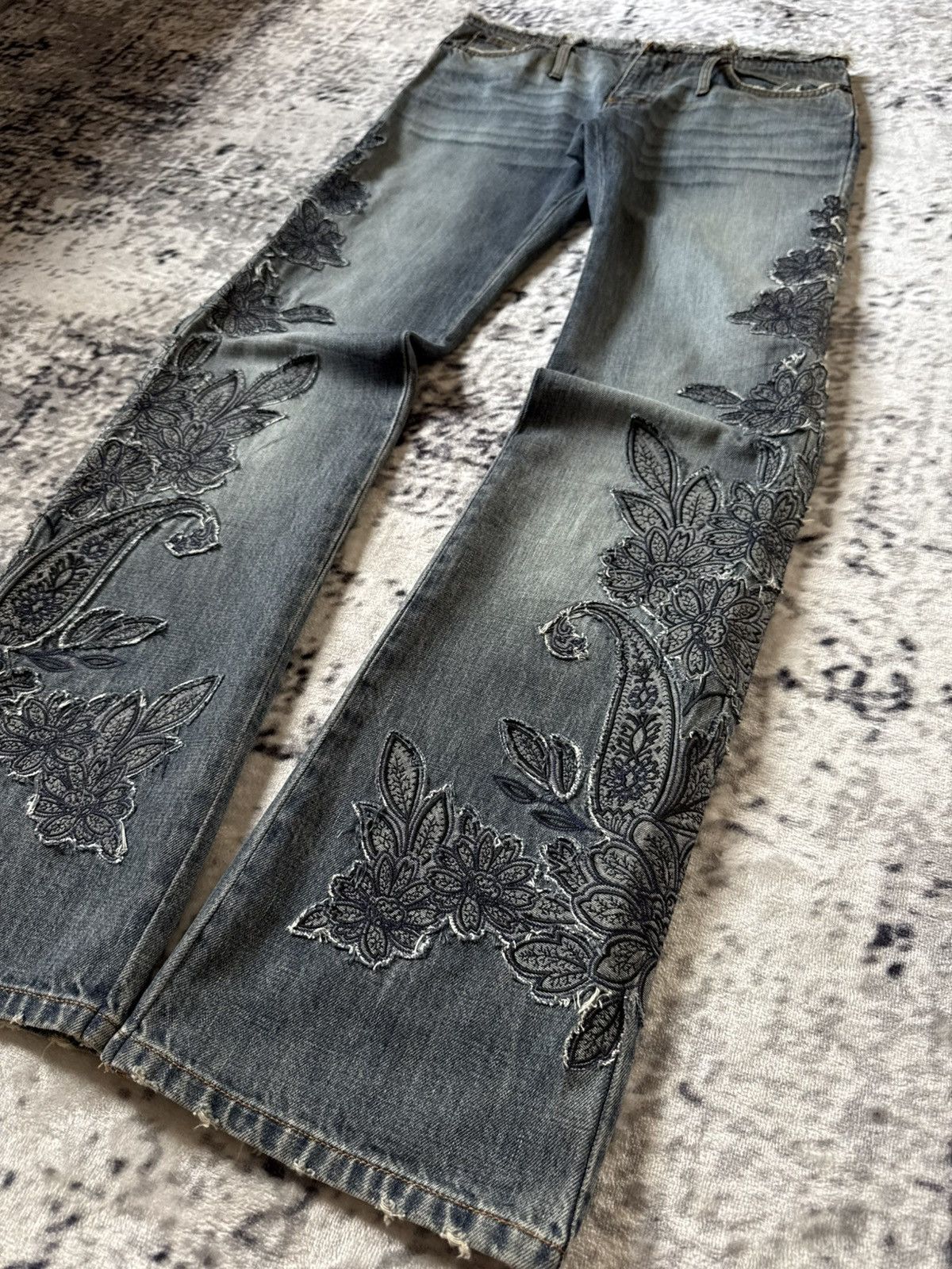 GOSTAR DE FUGA Sportmax Code By Max Mara Ornamental Embroidery Flared Jeans Size US 30 / EU 46 - 12 Thumbnail