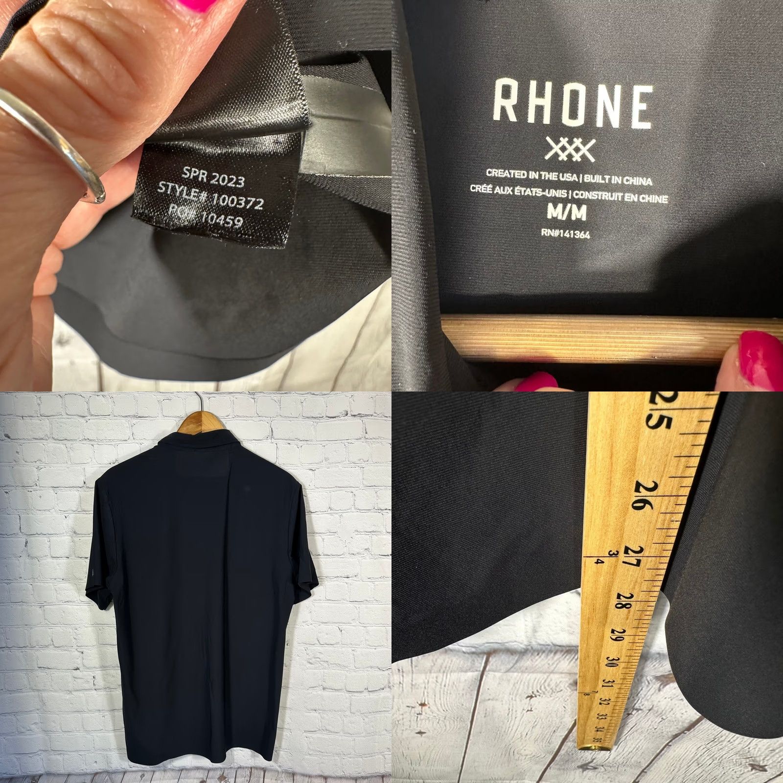 Rhone Rhone Delta Pique Polo Shirt Mens Black Short Sleeve Performance Top 100372 Size US M / EU 48-50 / 2 - 8 Thumbnail