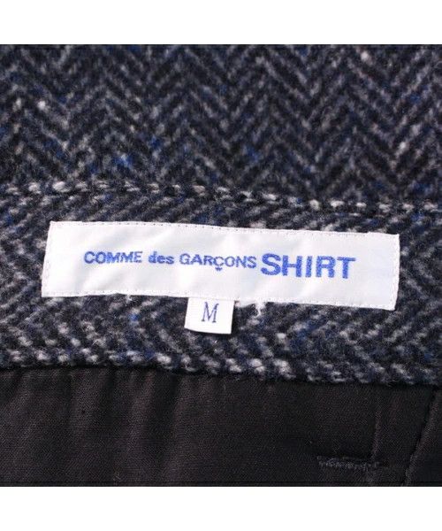 Comme des Garcons SHIRT Cropped Pants herringbone slit knee pattern zipper Navy Size US 35 - 5 Thumbnail