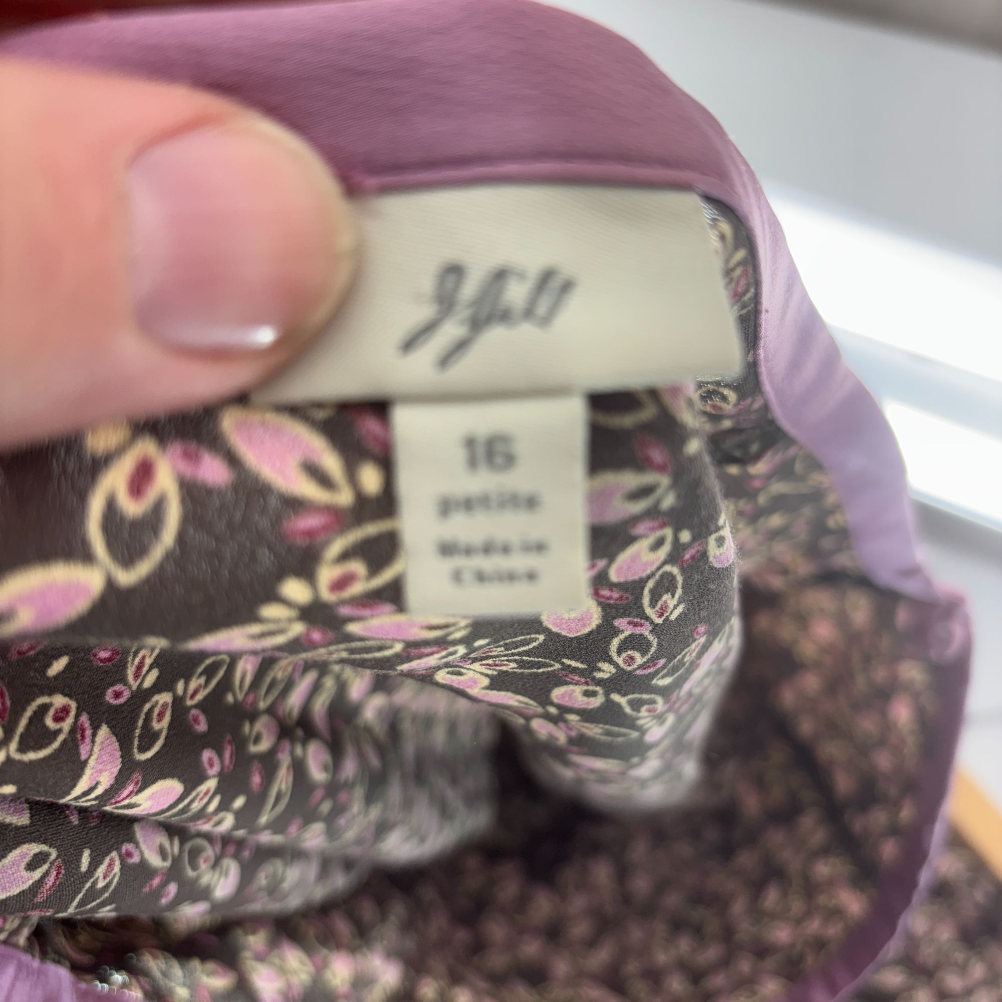Designer J. Jill Womens 16 Petite Midi Skirt Brown & Pink Floral Patt Size 38" / US 16 / IT 52 - 3 Thumbnail