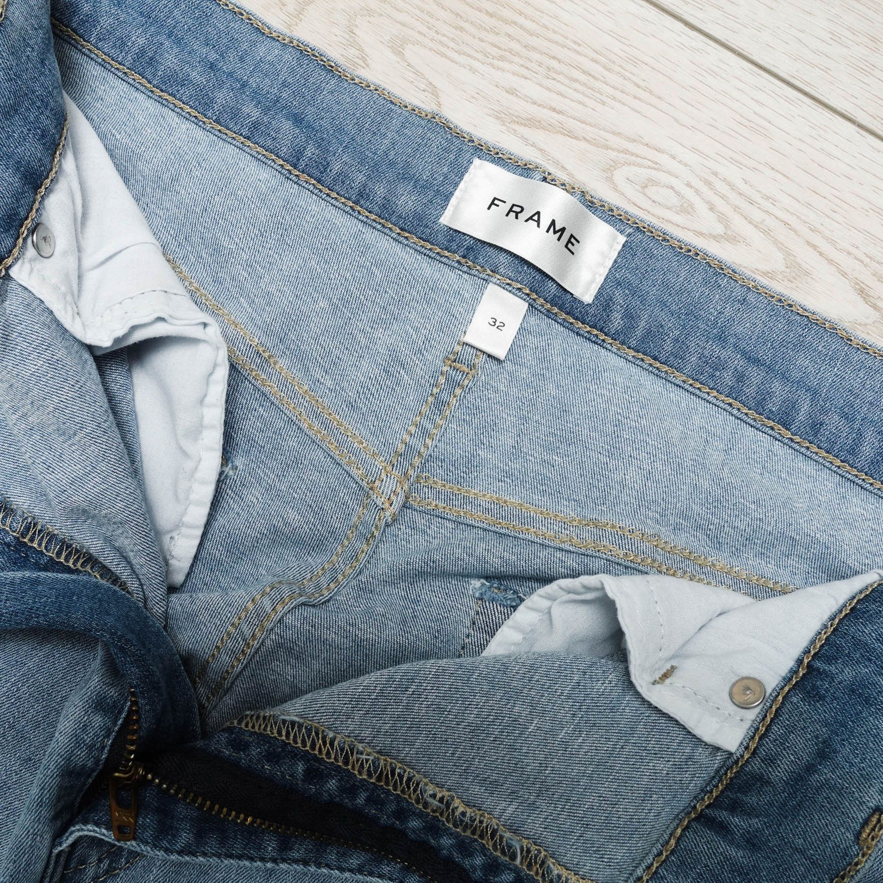 Frame Awesome Frame Vintage Wash Boot Cut Raw Hem Denim Jeans Size US 32 / EU 48 - 3 Thumbnail