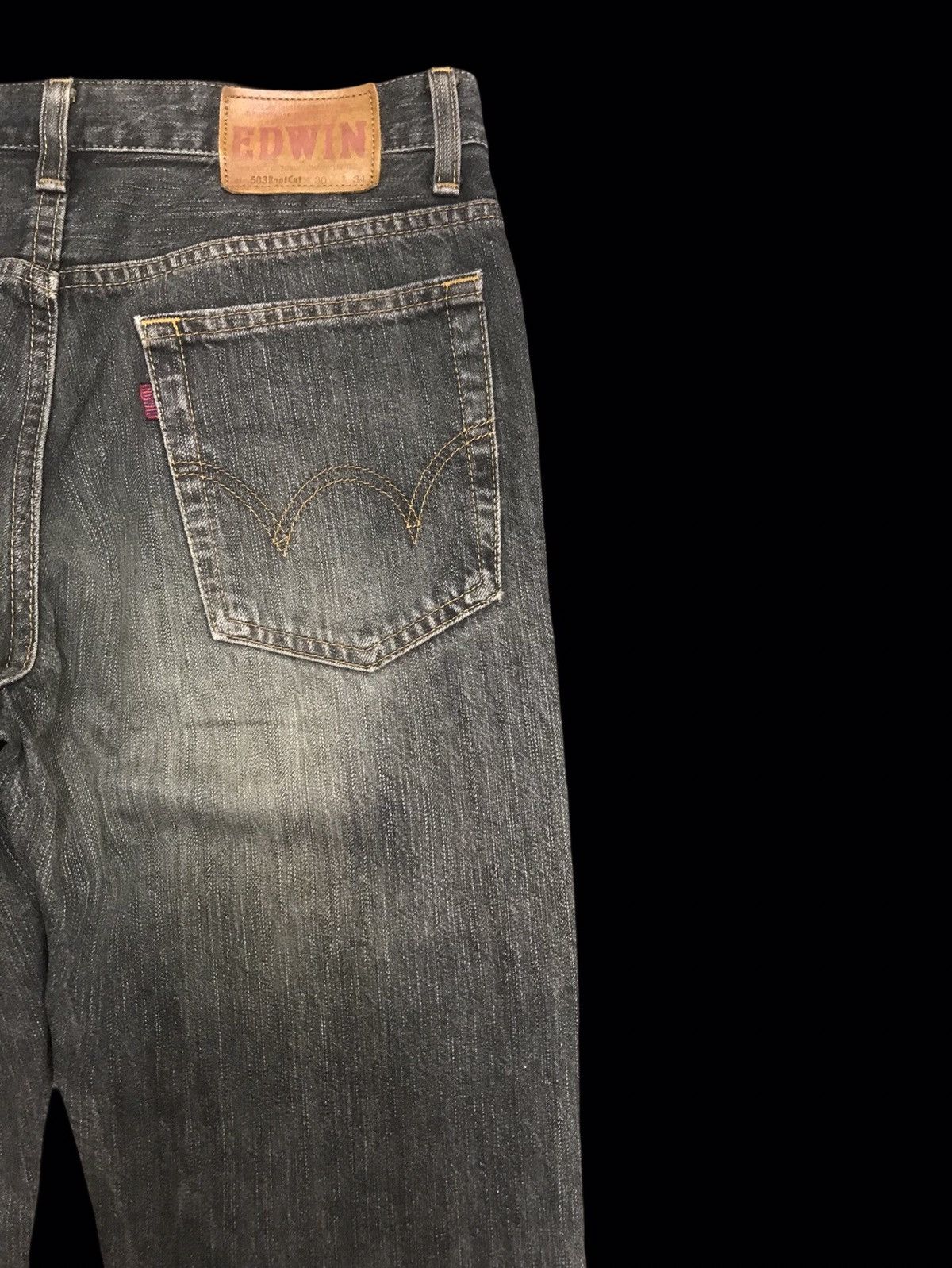 Edwin 💥BOOTCUT💥ARCHIVAL EDWIN REBEL BLACK DISTRESSED DENIM F256 Size US 29 - 11 Thumbnail