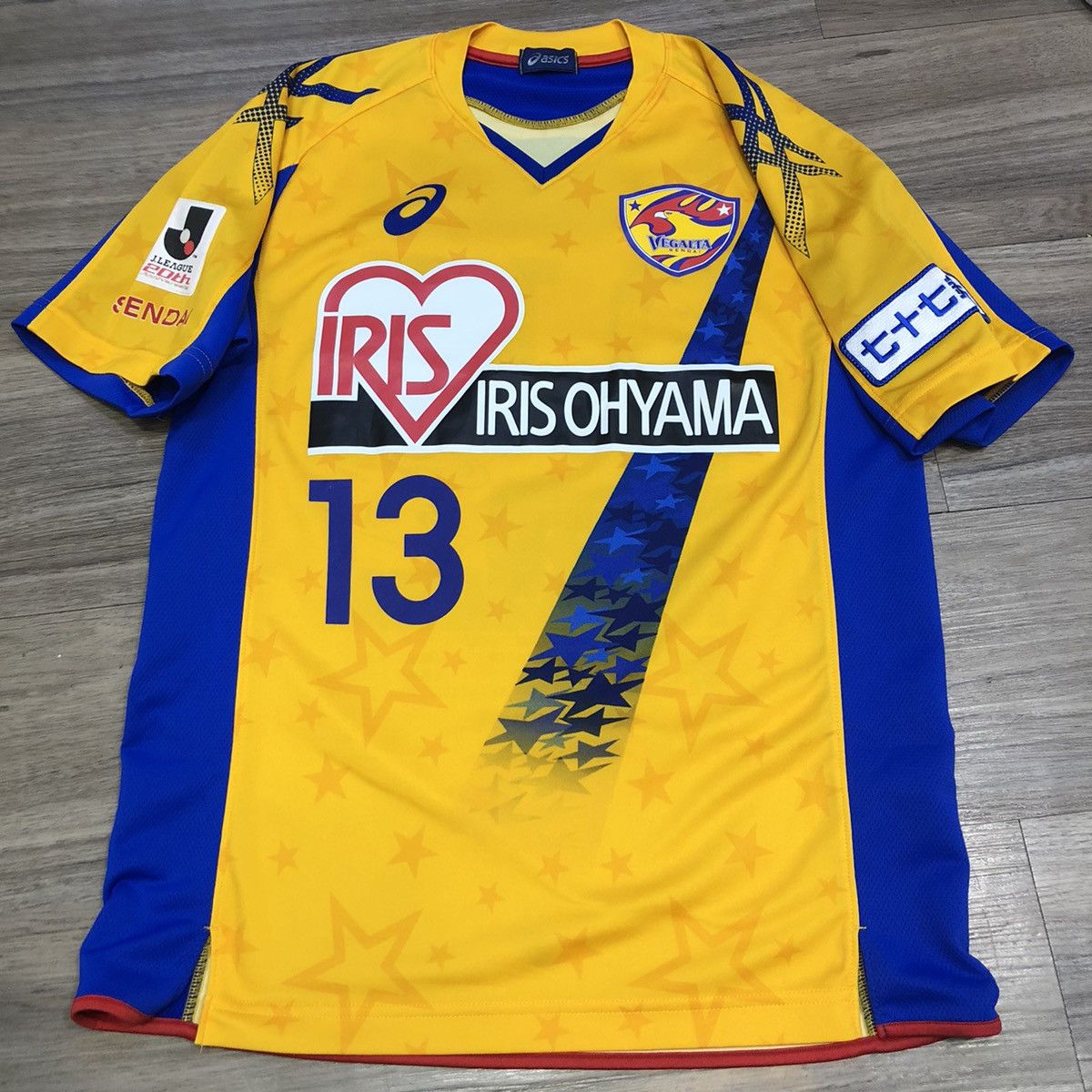 image of Soccer Jersey Vegalta Sendai Special Edition Home Shirt 13 Yanagisawa in Blue/Yellow (Size Medium)